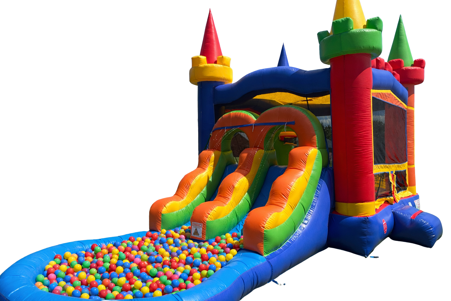 Dual Slide Rainbow Castle Deluxe Ball Pit Experience