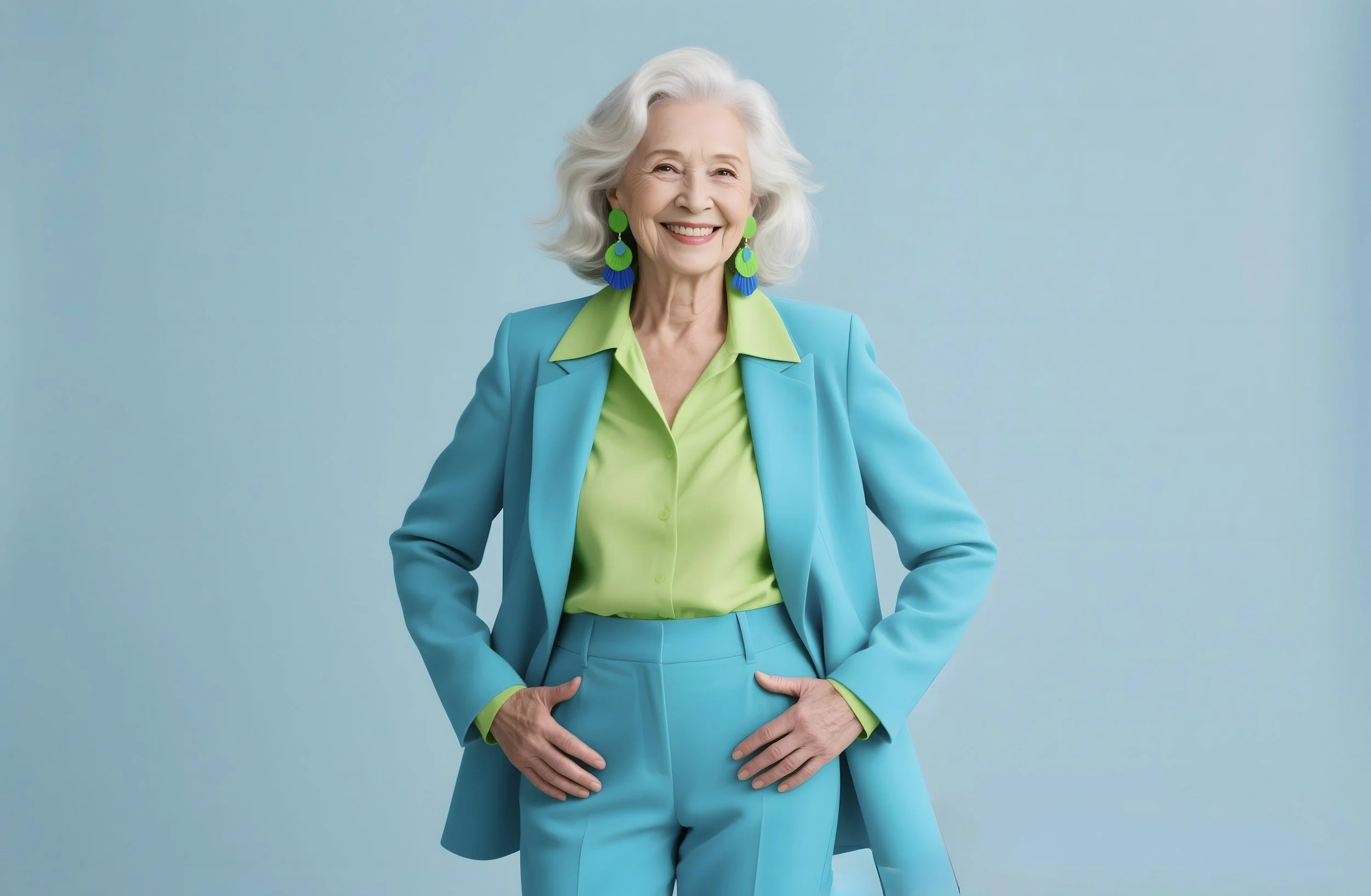 An elegant, senior female executive looking forward confidently, representing sustainable decision-making capacity and high operational certainty.