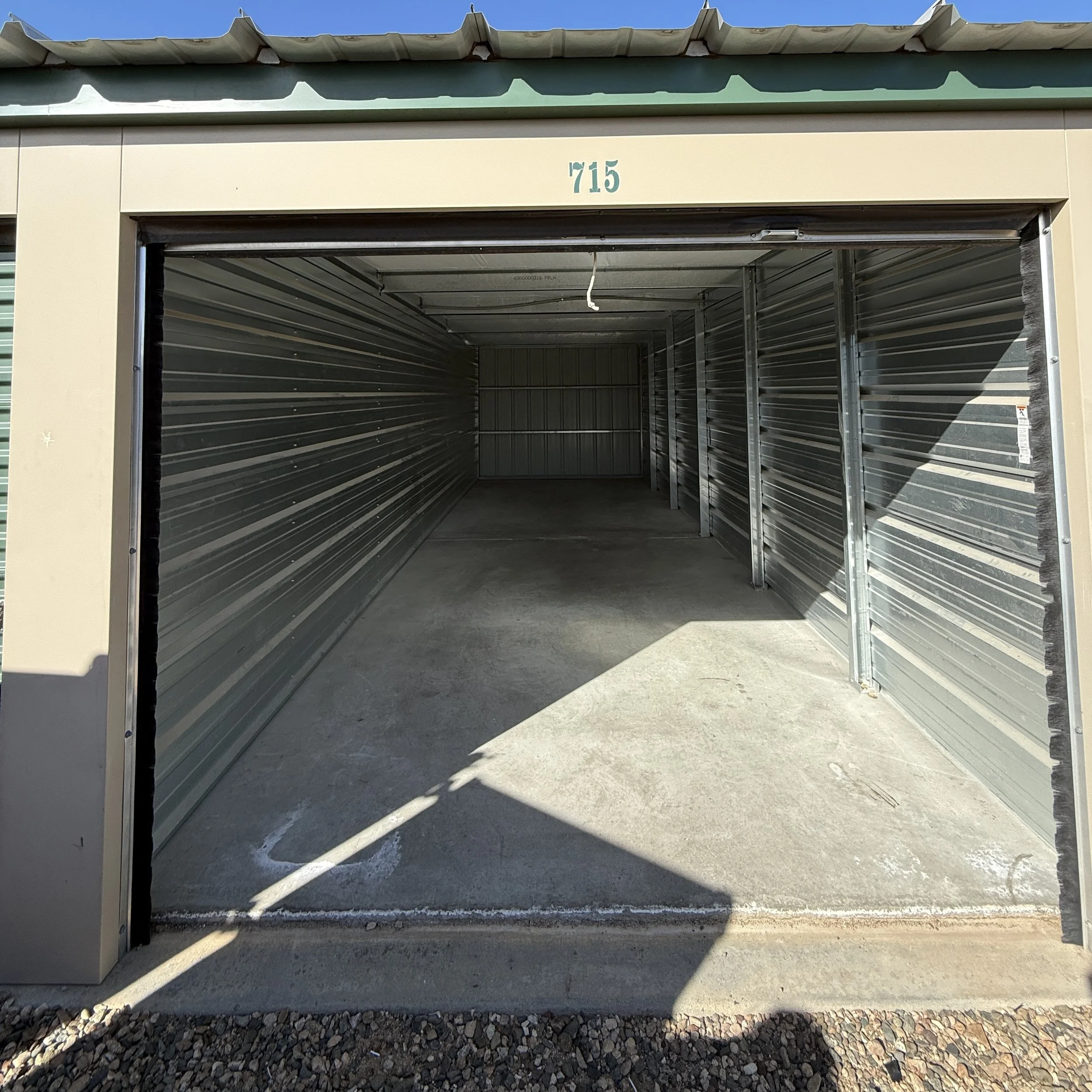A spotless storage unit located in Chino Valley, AZ after cleanout.