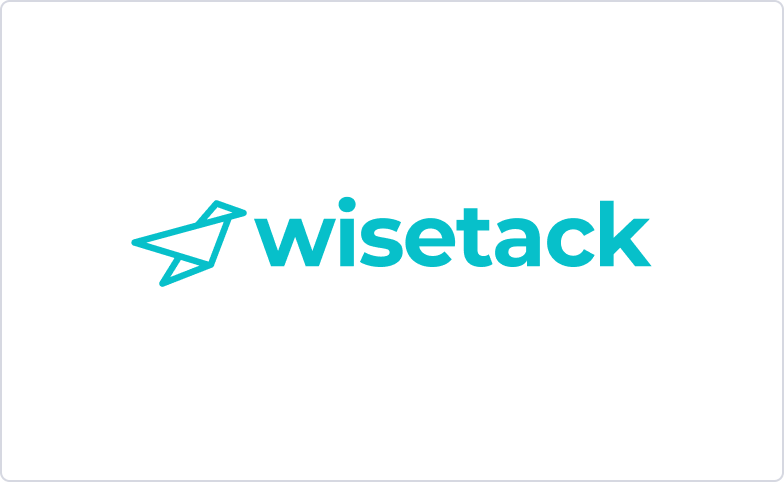 Logo of Wisetack with a stylized paper airplane icon next to the company name in blue text.