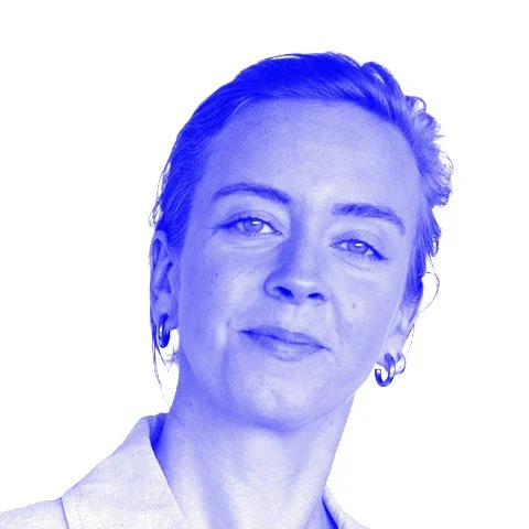 A blue-tinted photograph of Mikkeline Sofie Skjerning Thomsen