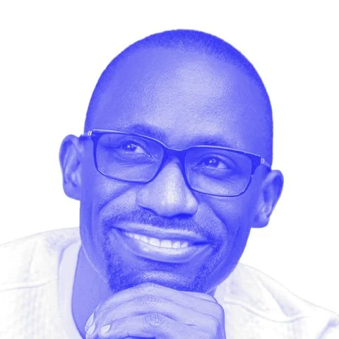 A blue-tinted photograph of Maxence Melo