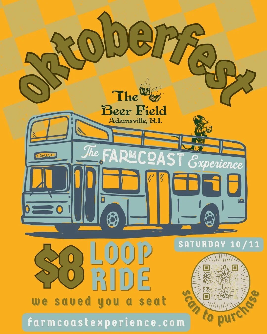 Der Doppeldeckerbus macht Oktoberfest

We are STOKED  that we are finally able to join our friends @thebeerfield in Adamsville this Saturday! Such a wonderful community event. The Farmcoast Experience will be offering scenic 15 minute loop tours thro