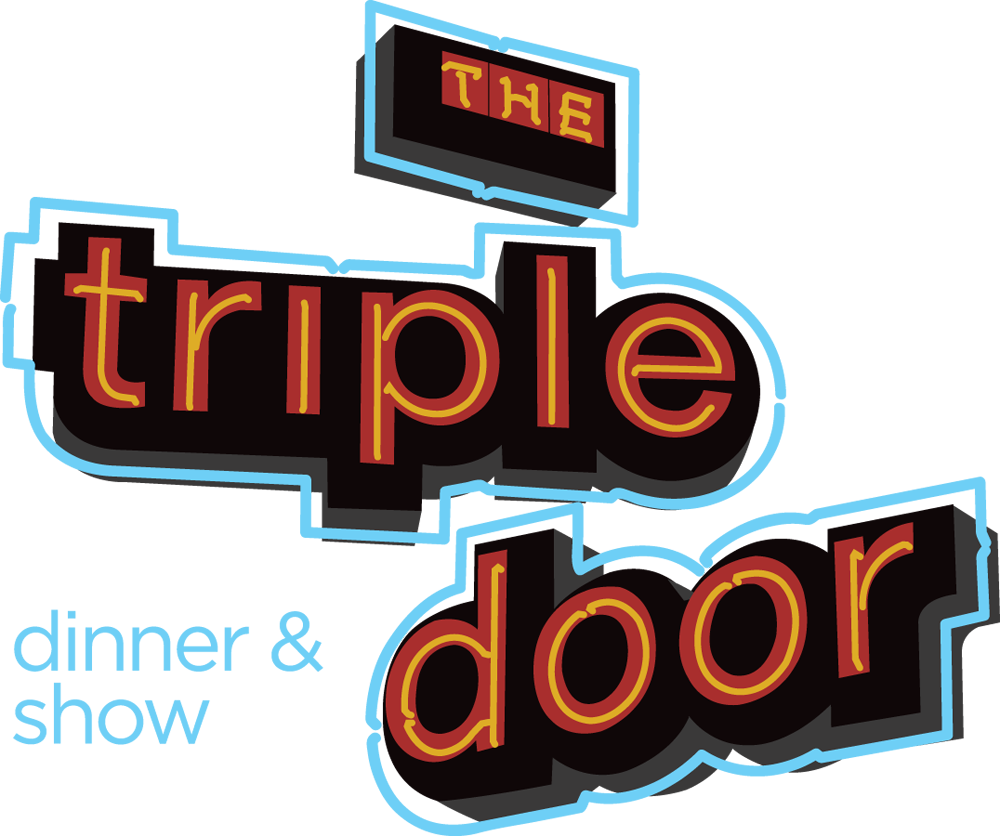 Colorful sign that says "The Triple Door" with a blue background.