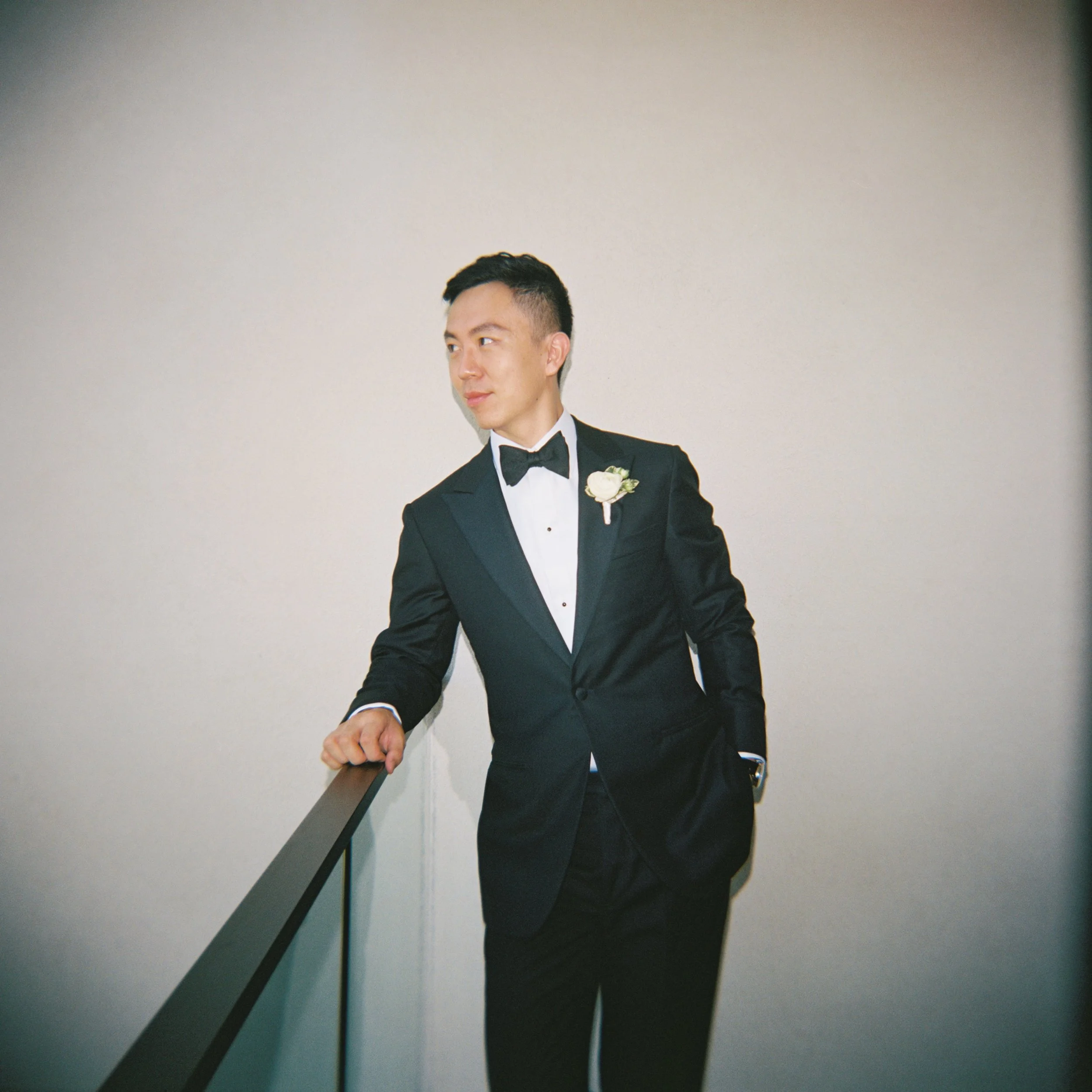 Portrait of the groom on film at  the Andaz Resort in in Maui Hawaii