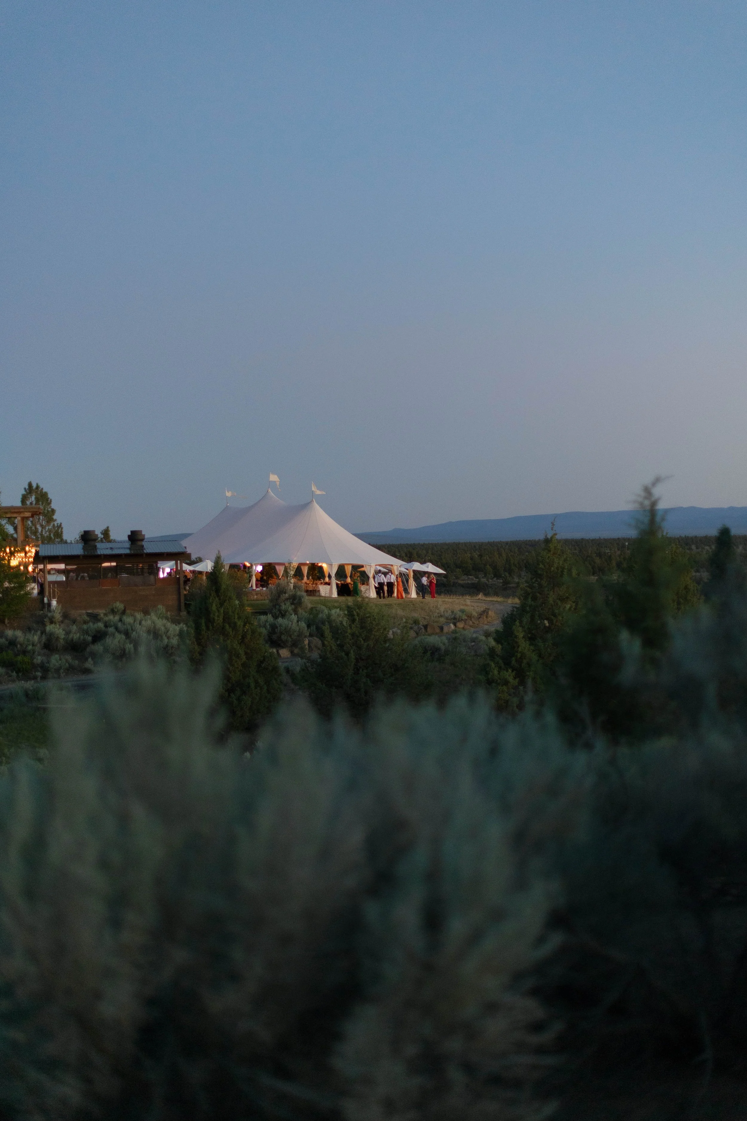 A Sperry tent at blue hour out at Black Butte Ranch, Bend Oregon