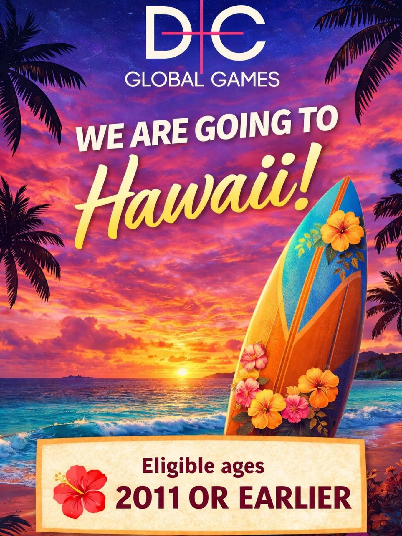 🌺 Hawaii Bound! 🌺
This year our SWAT team will be travelling to Hawaii to compete in the Global Games competition in May. 
Want to be part of the adventure? Register today and join the fun! ✈️🌊