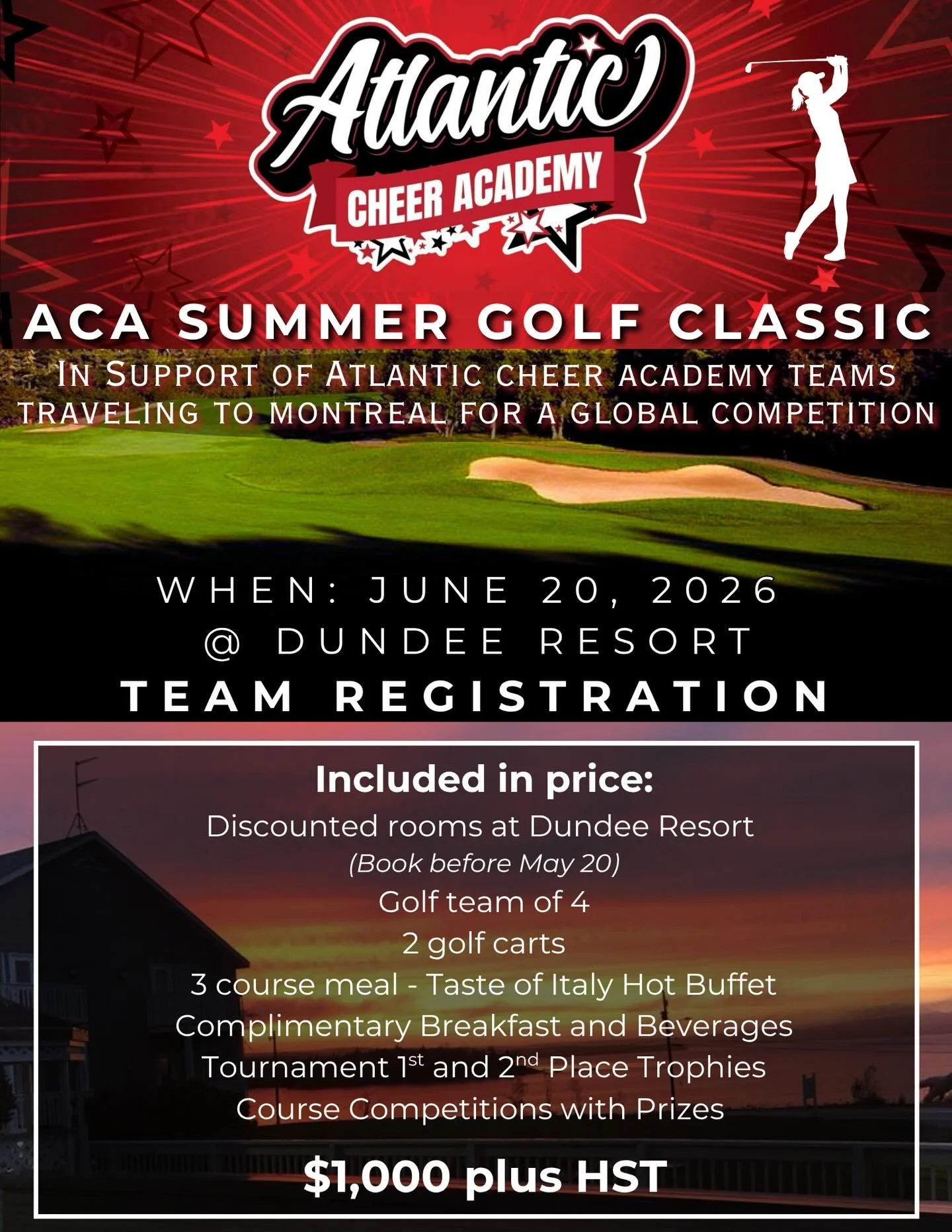 🏌️&zwj;♂️ ACA SUMMER GOLF CLASSIC &mdash; REGISTRATION NOW OPEN! 🏌️&zwj;♀️

Atlantic Cheer Academy is excited to host our very first Summer Golf Classic in support of our athletes traveling to Montreal for a global competition!

Join us on June 20,