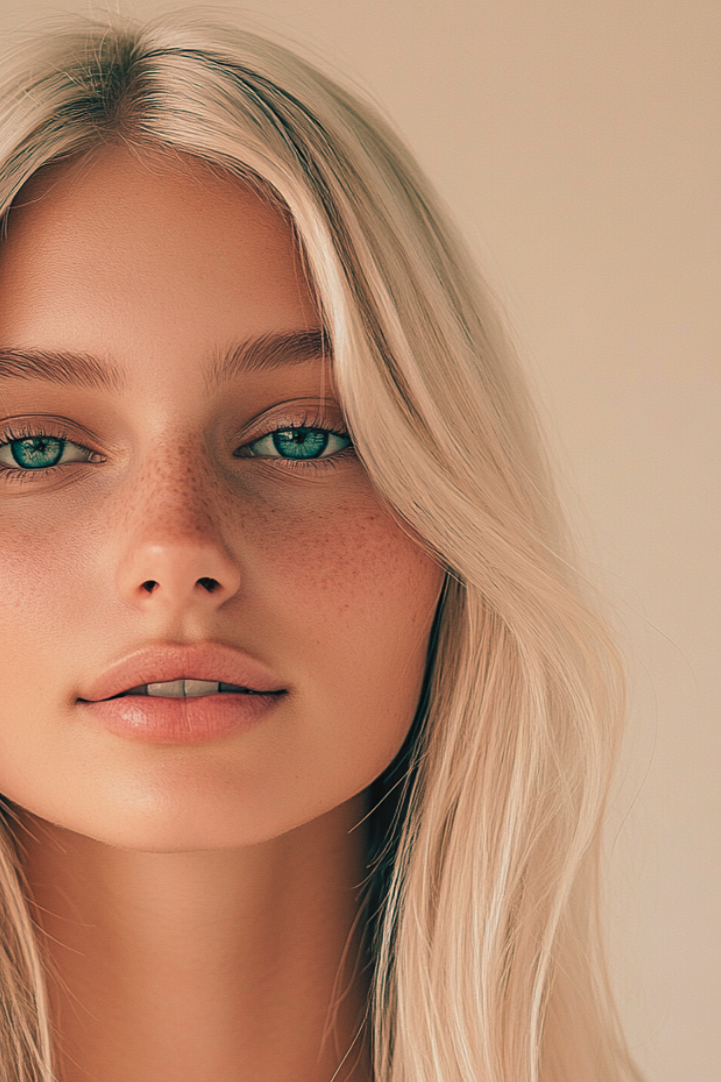 Close-up of a young woman with lip fillers, botox, microneedling and facial treatments in Los Angeles.