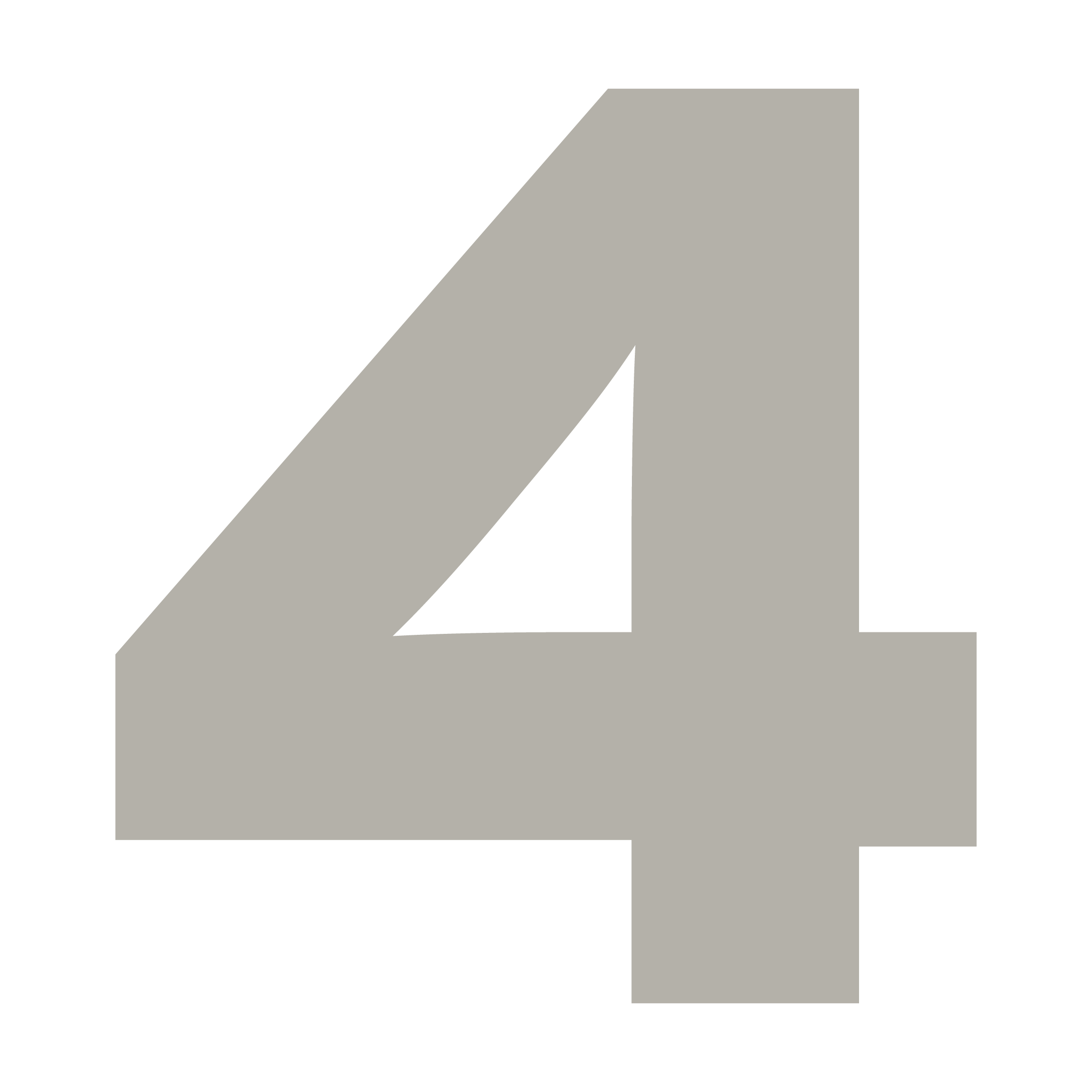 Black background with a large gray number four and a gray angular shape.