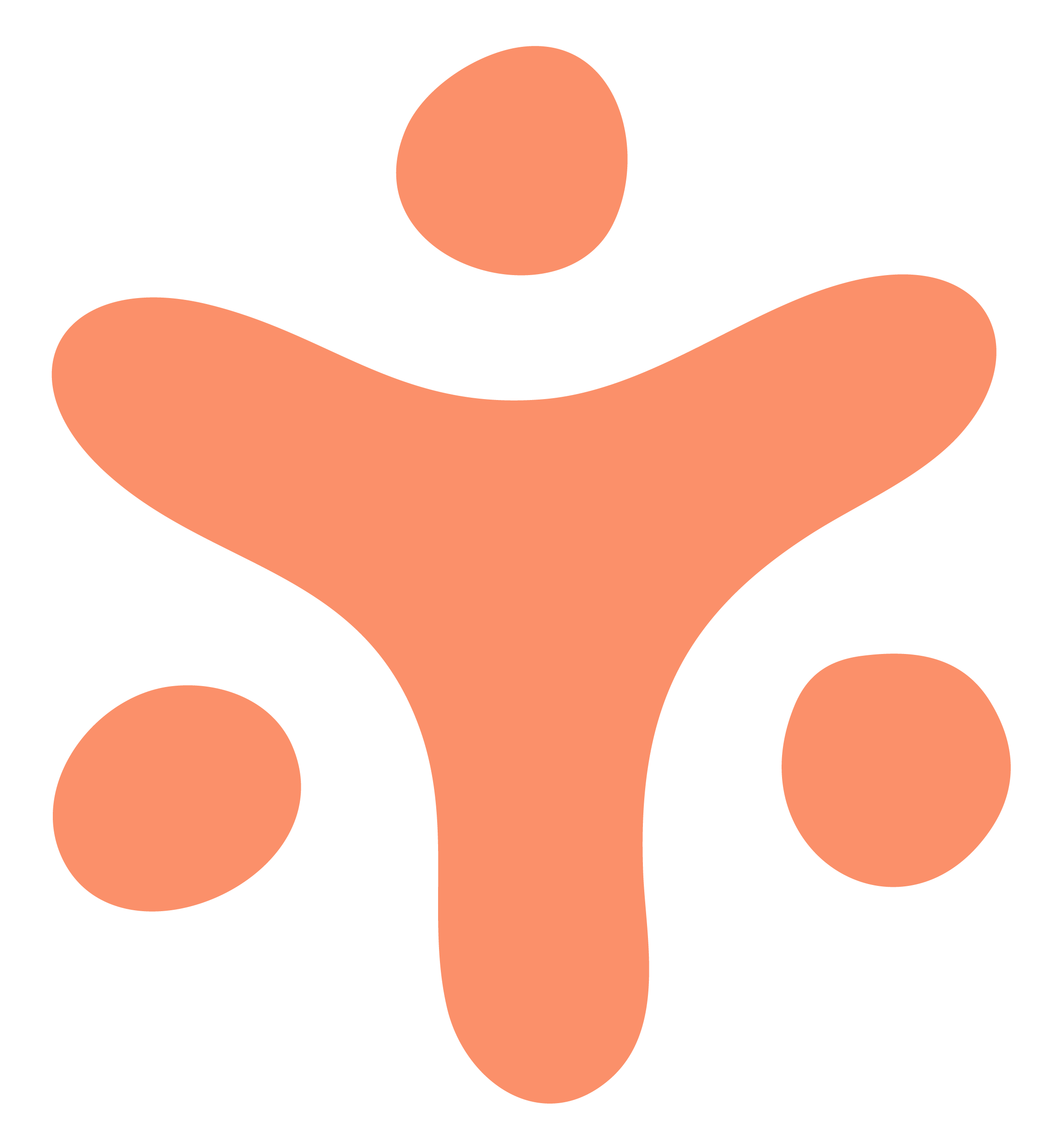 Abstract icon of a person with three smaller circles connected, representing connection or community.