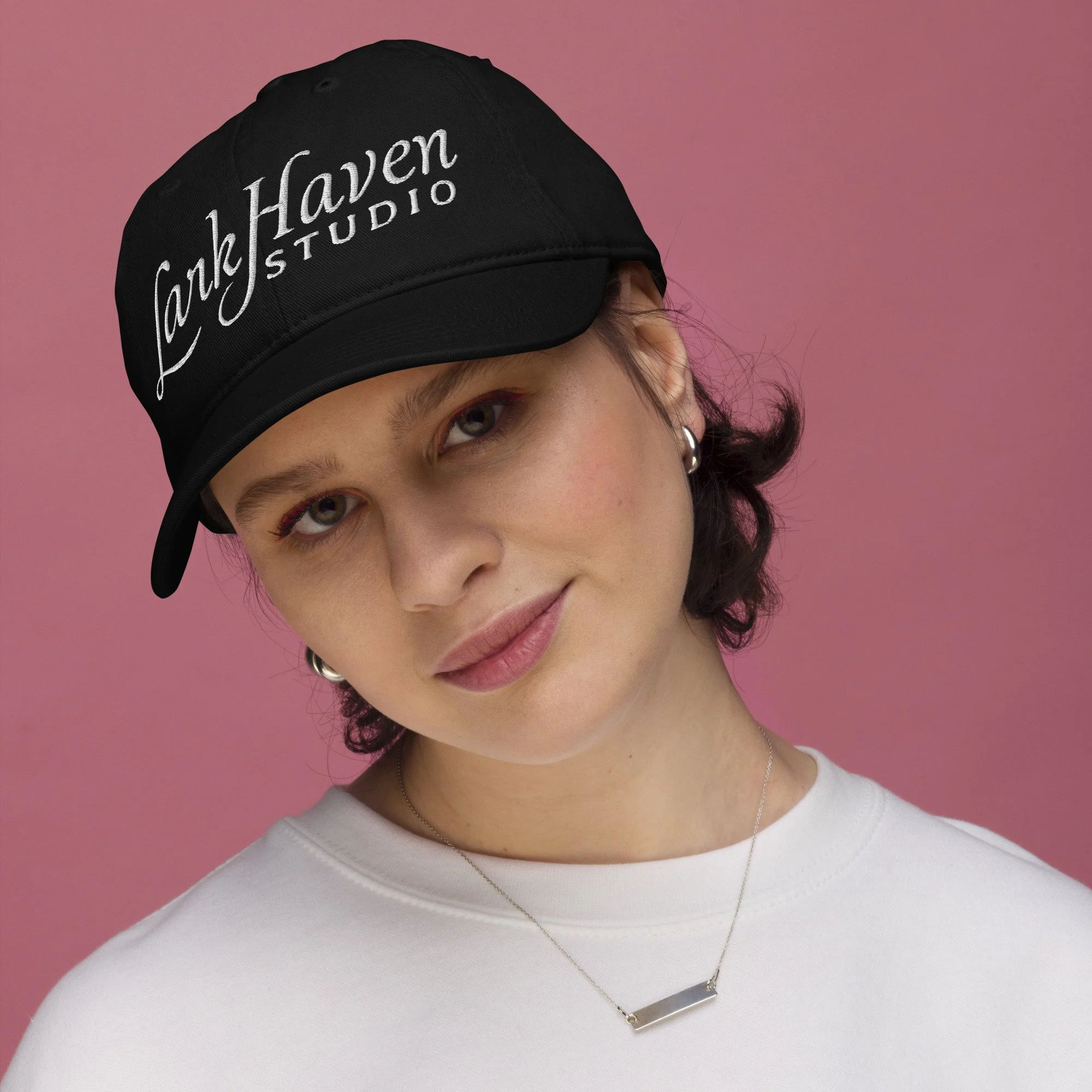 White Embroidered Logo Organic dad hat