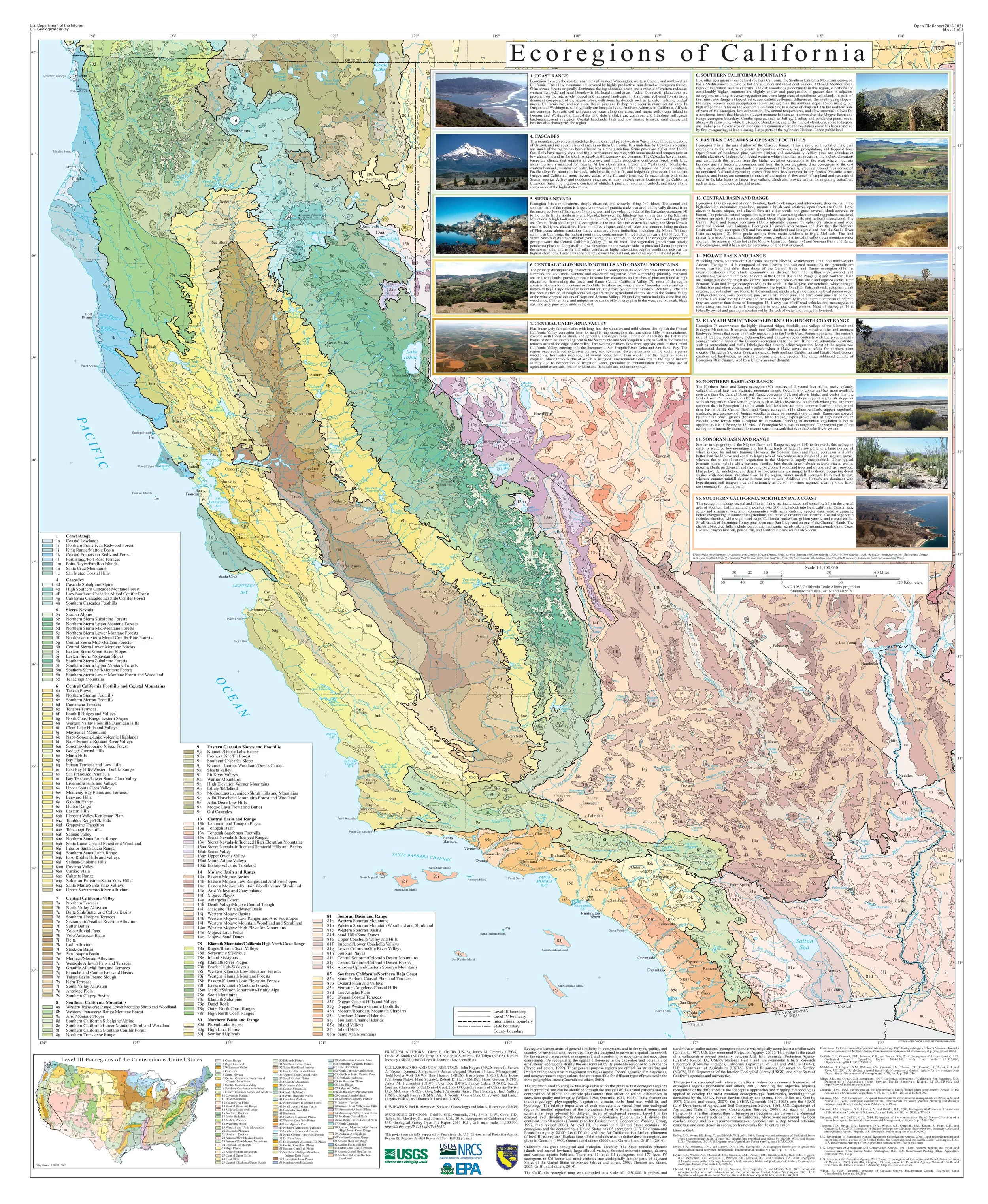 Ecoregions of California Map