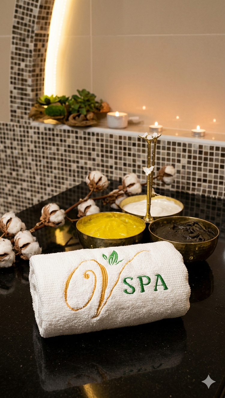 A peaceful Vision Spa treatment setting with warm candlelight and spa essentials