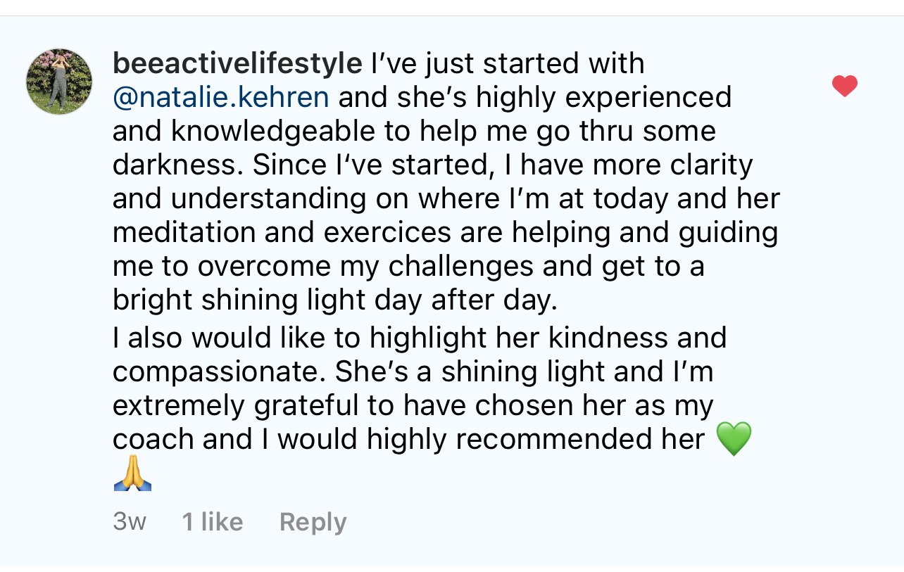 A glowing testimonial from one of Natalie's students.