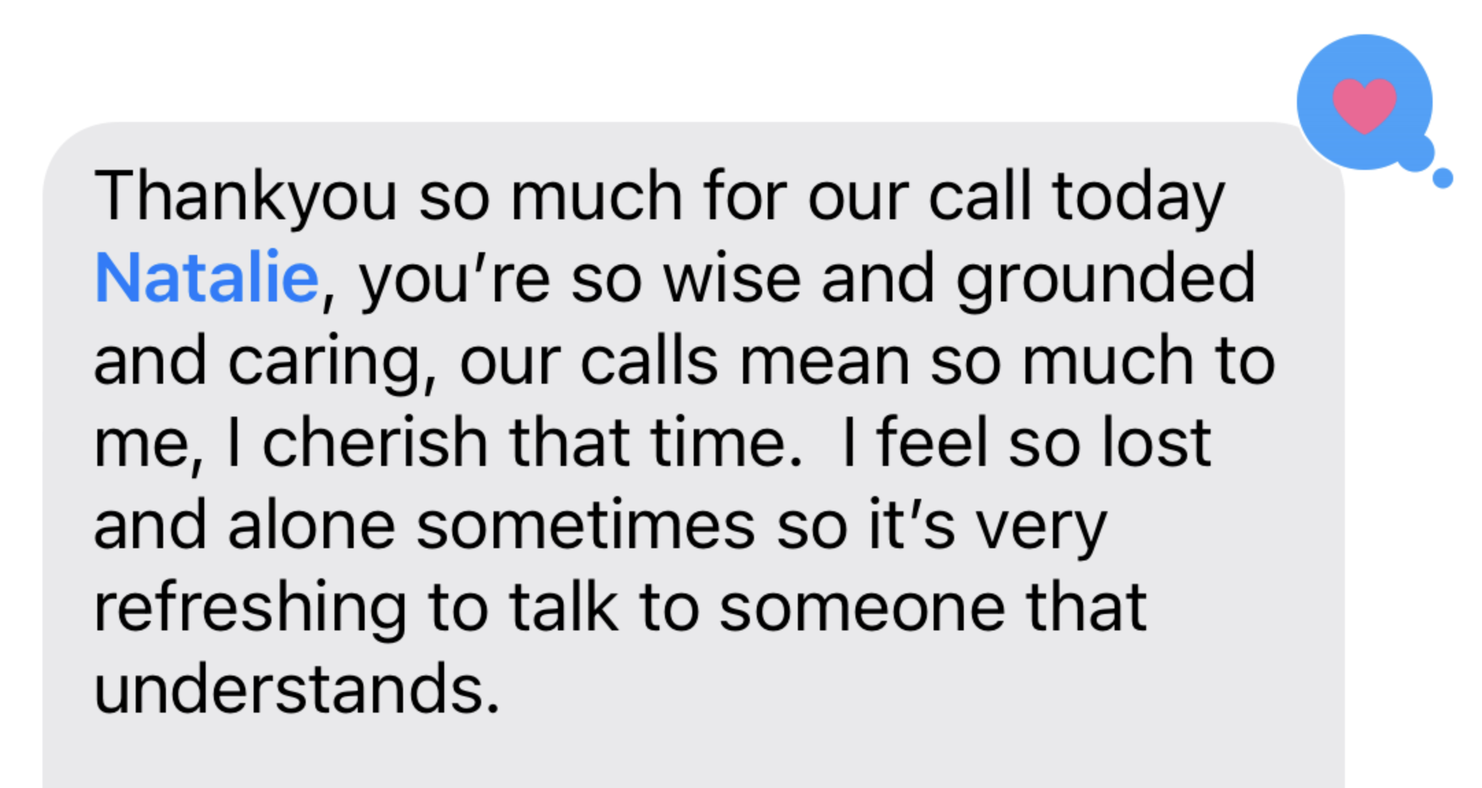 A glowing testimonial from one of Natalie's students.