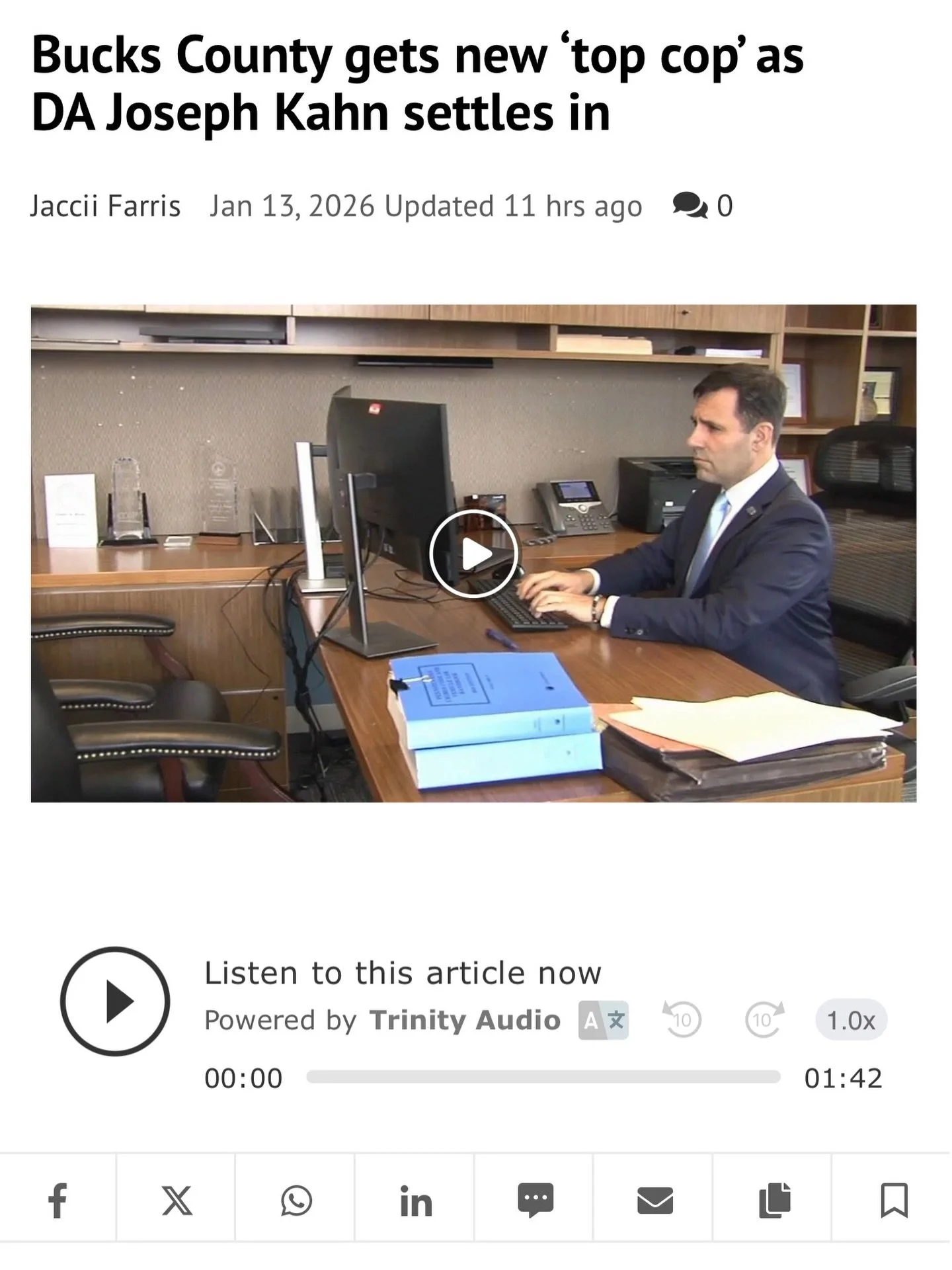 Proud of my big brother @joekhanesq officially starting as Bucks County&rsquo;s District Attorney.

At a time when accountability is lacking at the very top, Joe&rsquo;s commitment to integrity and fairness is exactly the leadership people