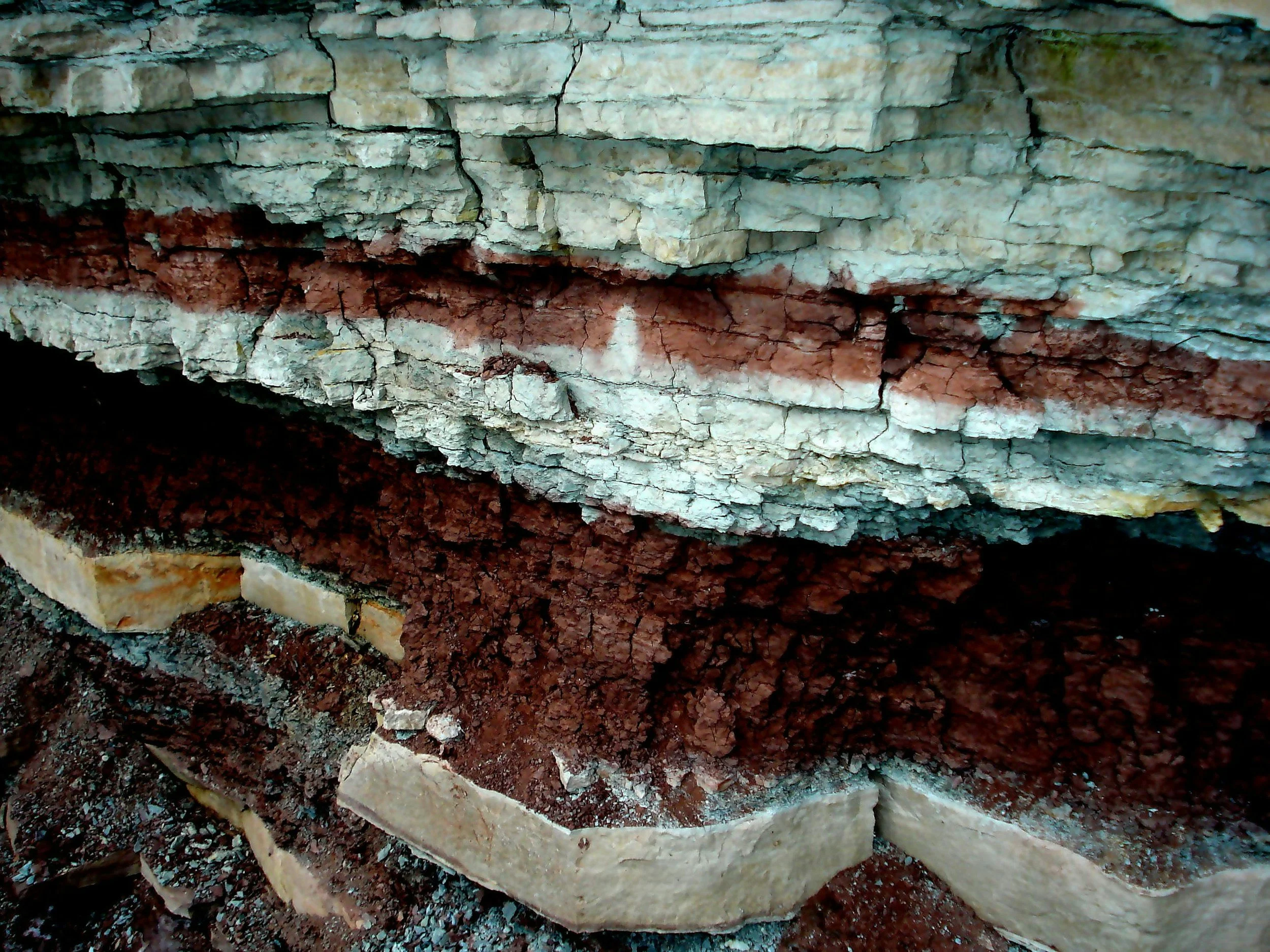 Sedimentary rock strata close-up