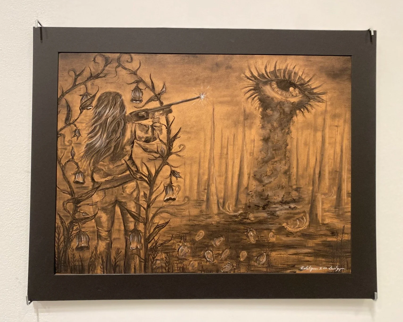 Katelynn K. M. Budzyn, Bellflowers, 2025, charcoal, conté on Fabriano paper, 19 ½” x 25 ½”.