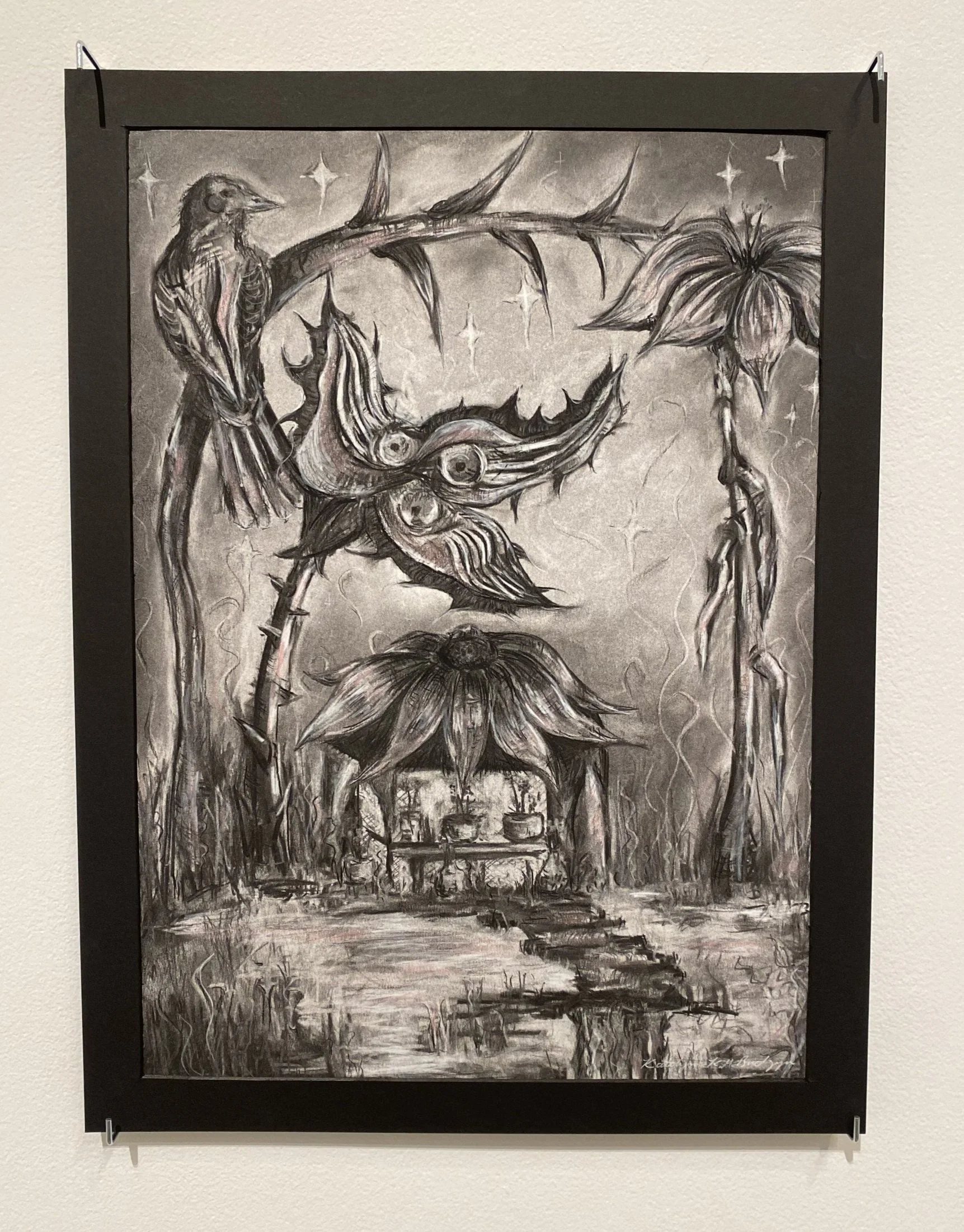 Katelynn K. M. Budzyn, High in Fairyland, charcoal, conté, chalk pastel, 23 ⅞” x 17 ⅞”.