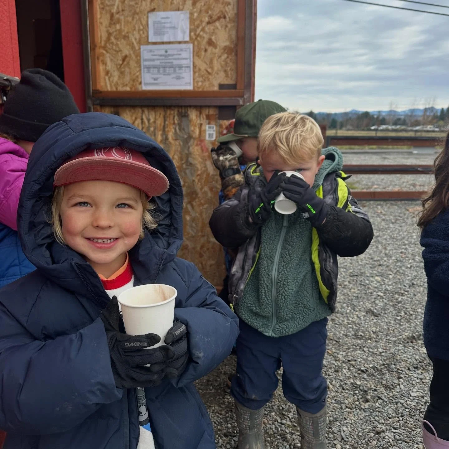 Hot cocoa with friends while we wait for another choo - choo to roll by 🚂