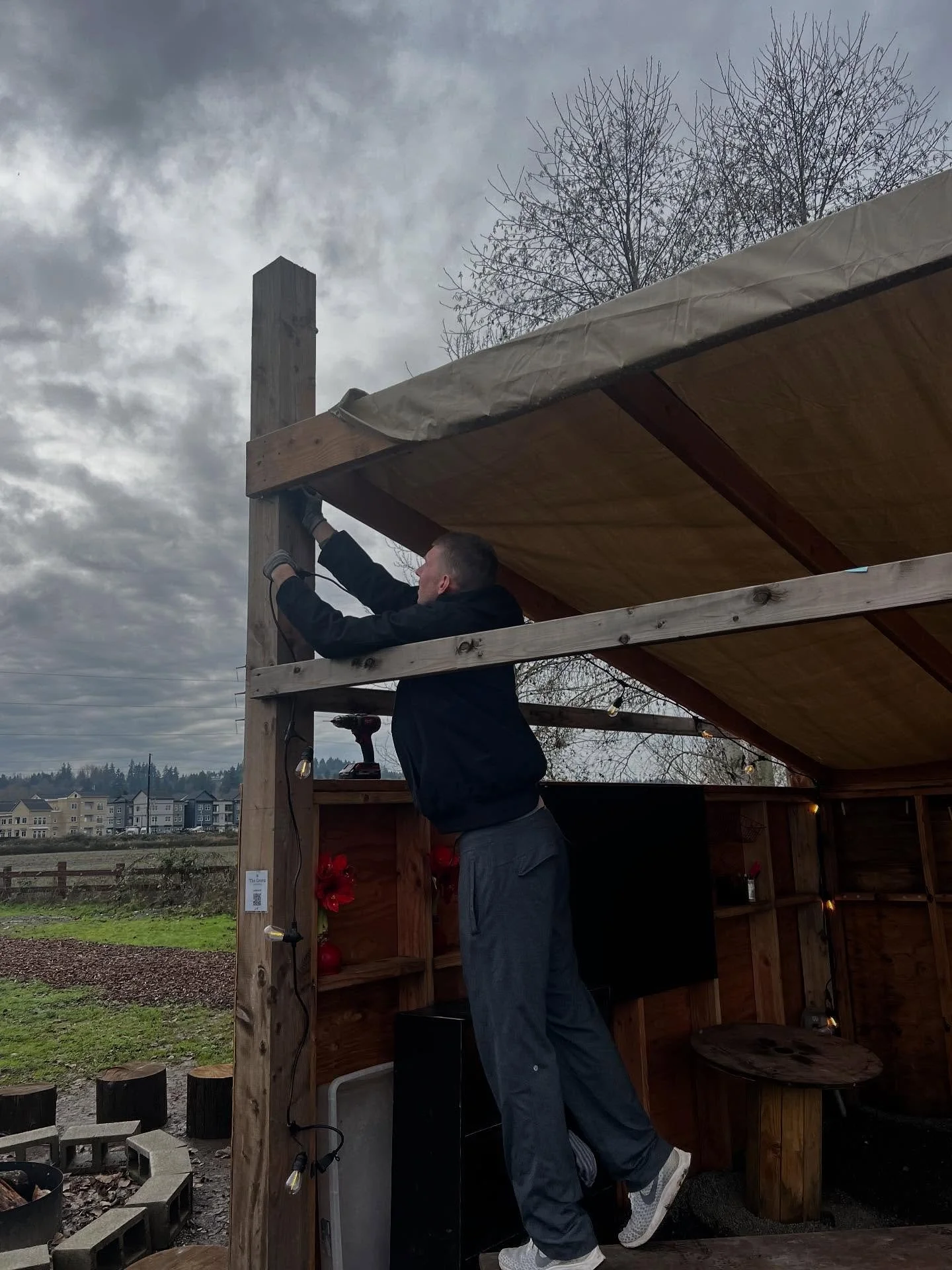 On Giving Tuesday we asked for donations to help us keep warm this winter and we were overwhelmed by your generosity!!! 

Today we started with adding a little light to help brighten those early morning and later afternoons. 

Thanks to a few volunte