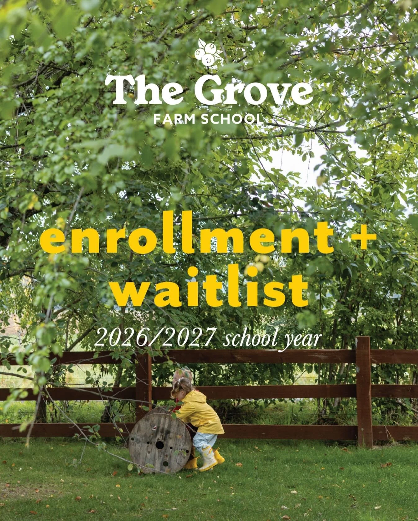 After opening 2026/2027 enrollment to our current Grove families and waitlist, we&rsquo;ve been blown away by how quickly our classes filled up!! 

Now that enrollment is open to the public, we only have a few spots left in our Tuesday/Thursday after