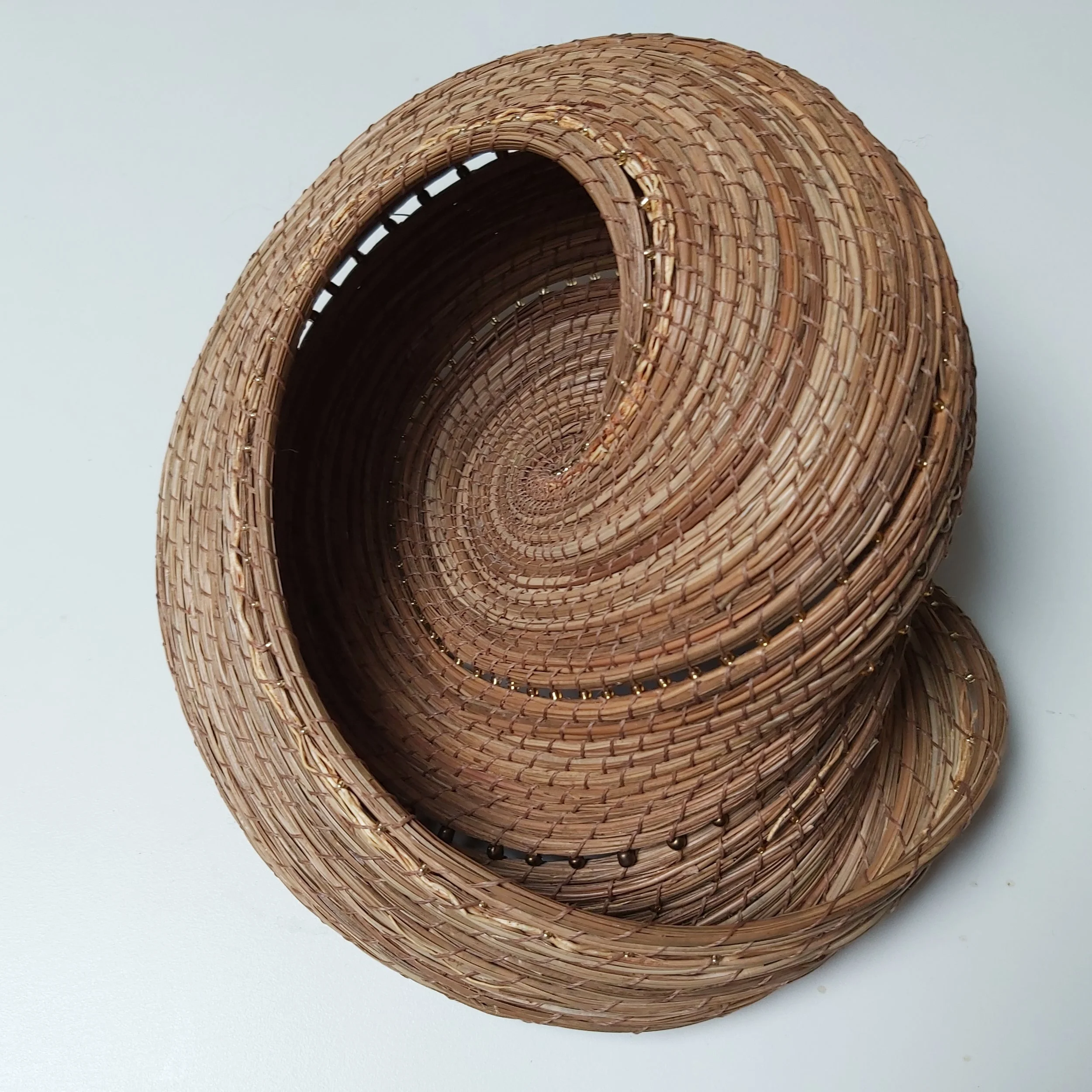 Seashell. Moebius strip no. 3. With beads.