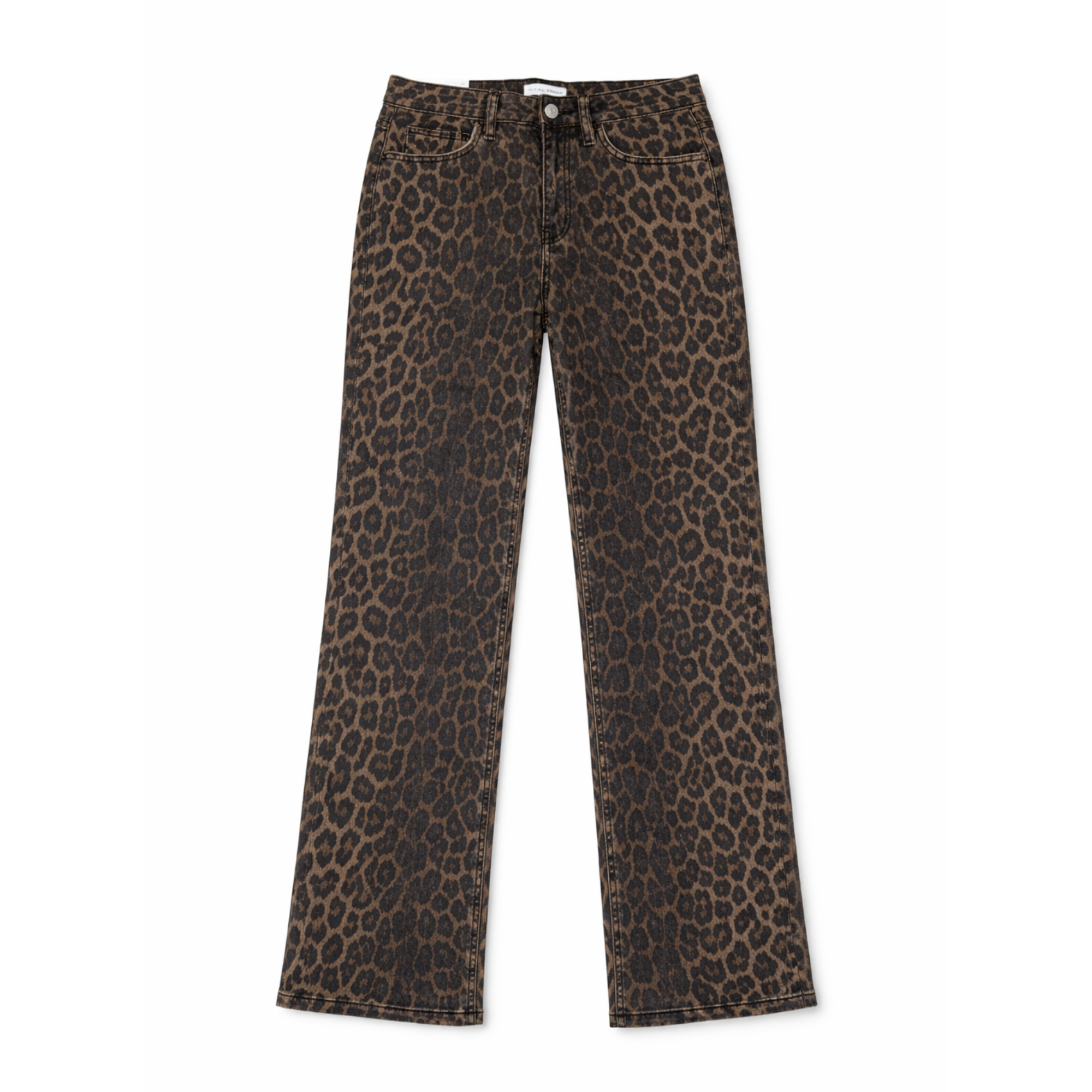 Leopard High Rise Wide Leg Jeans