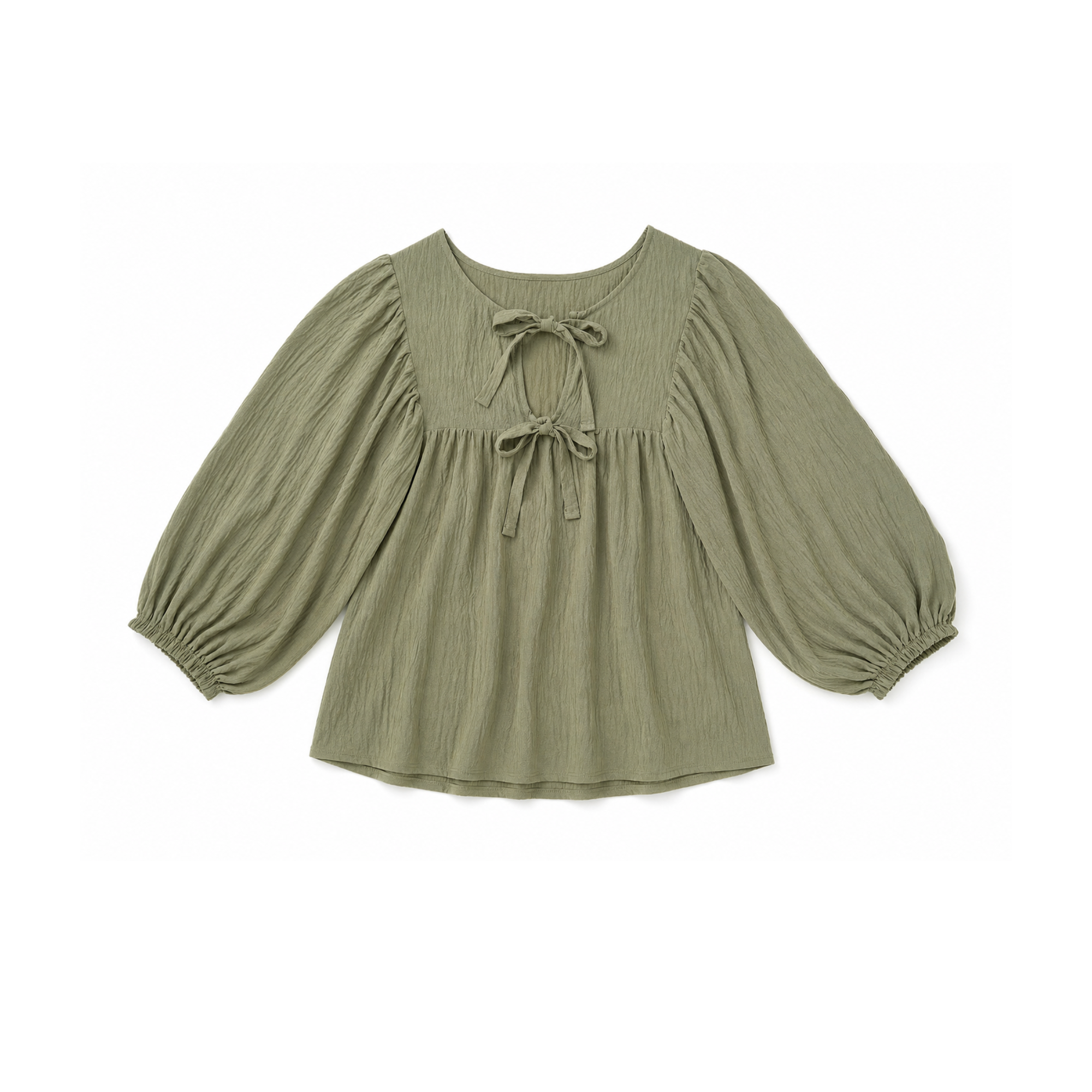 Olive Breeze Tie-Front Blouse