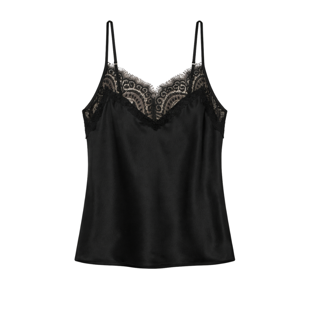 Black Lace Satin Cami