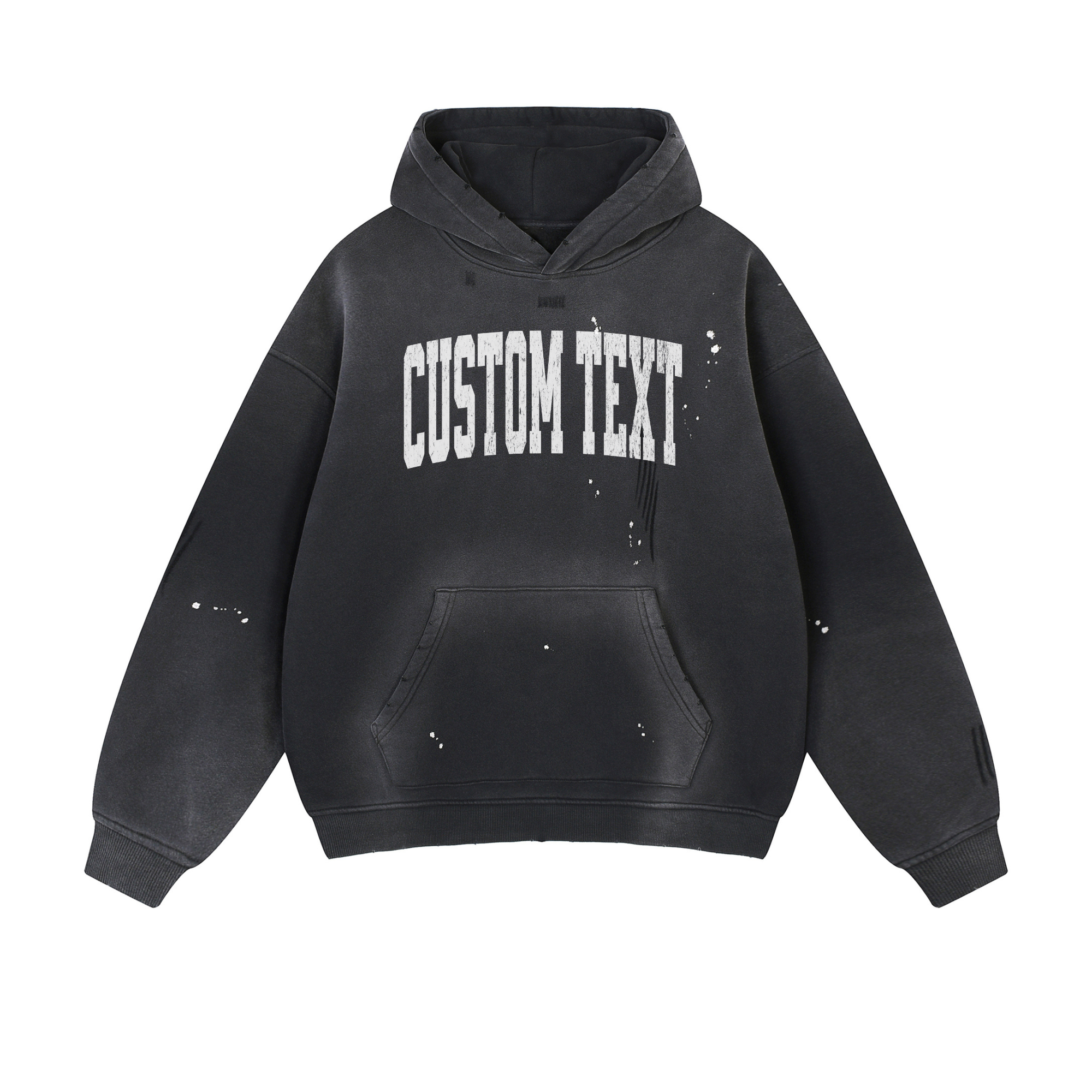 Custom Text Vintage Washed Frayed Hoodie