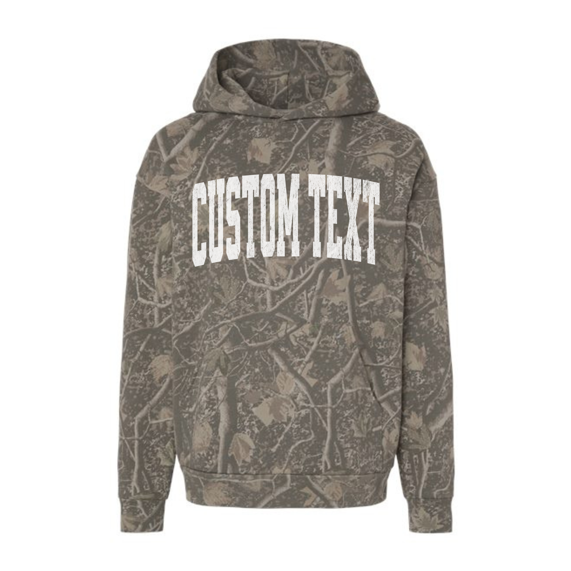 Custom Text Deadwood Camo Boxy Heavyweight Hoodie – Unisex