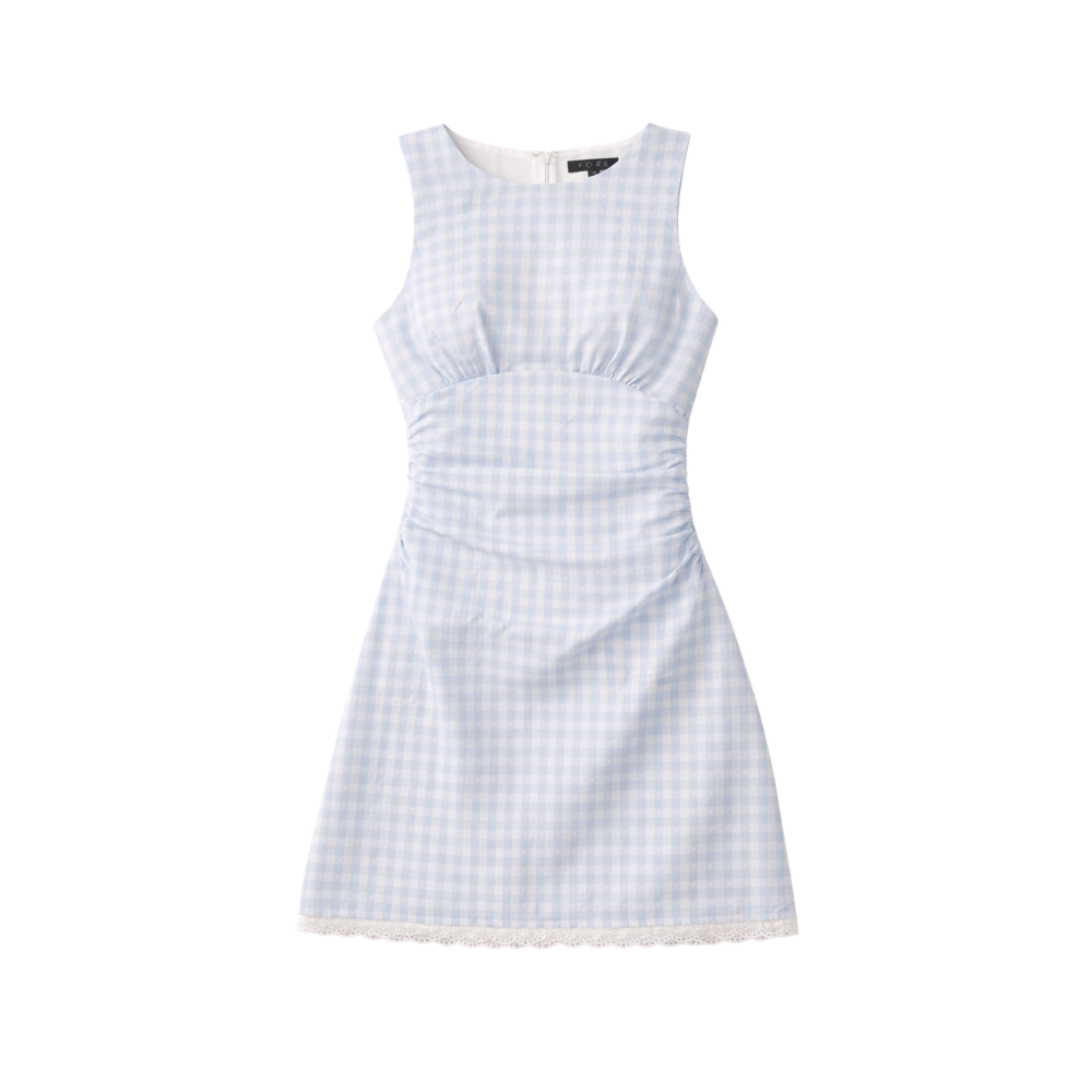Bluebell Gingham Ruched Mini Dress
