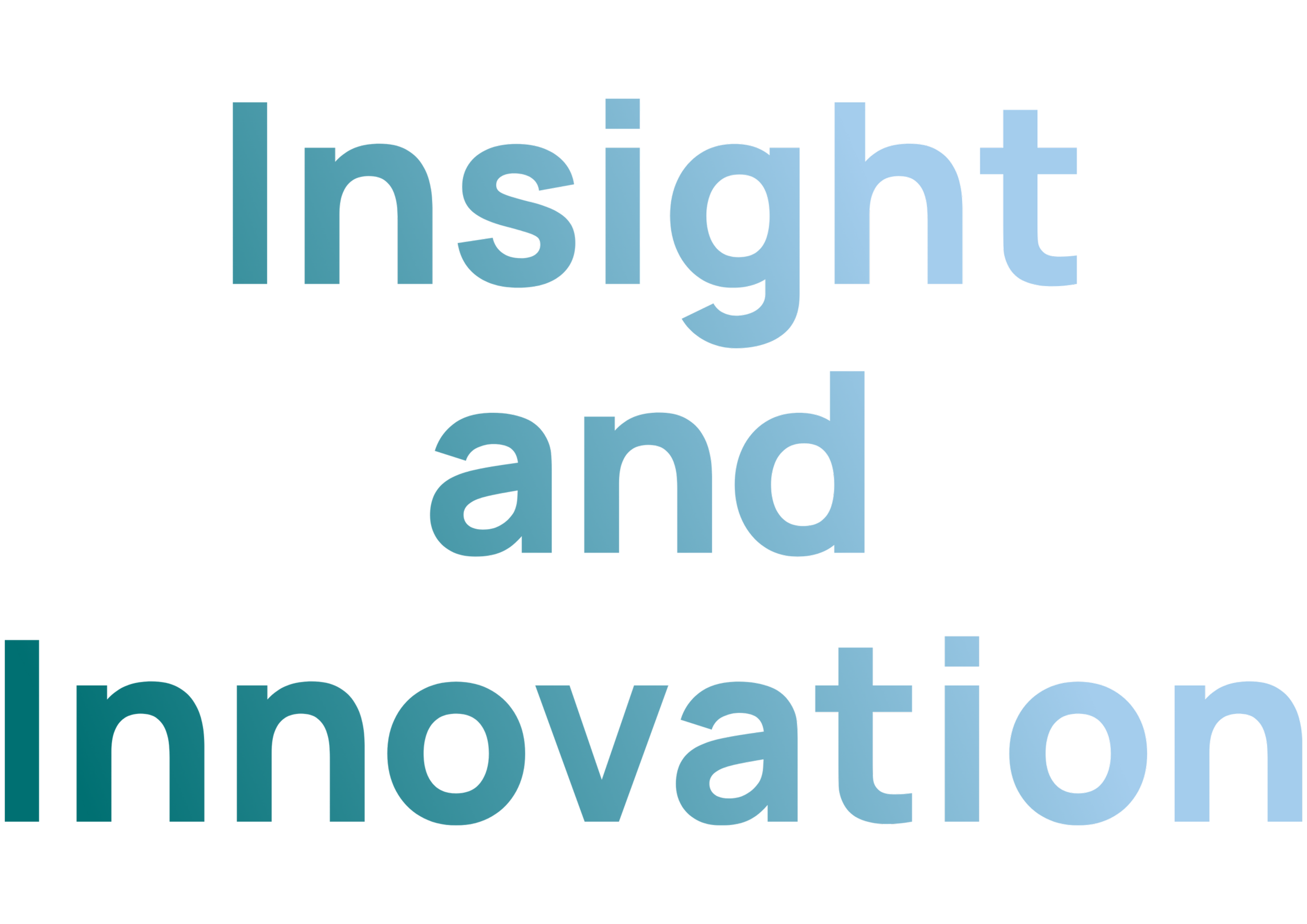 Text in 3D style that reads 'insight and innovation'