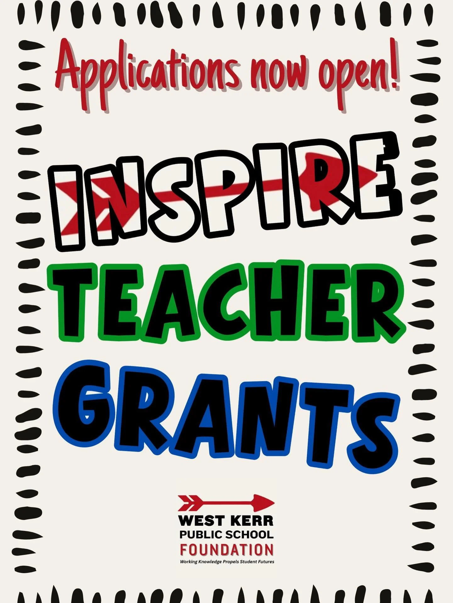 ✨ Inspire Teacher Grants are NOW OPEN! ✨

The West Kerr Public School Foundation is excited to open applications for our Inspire Teacher Grants &mdash; designed to support creative, innovative ideas that enhance student learning across our campuses.
