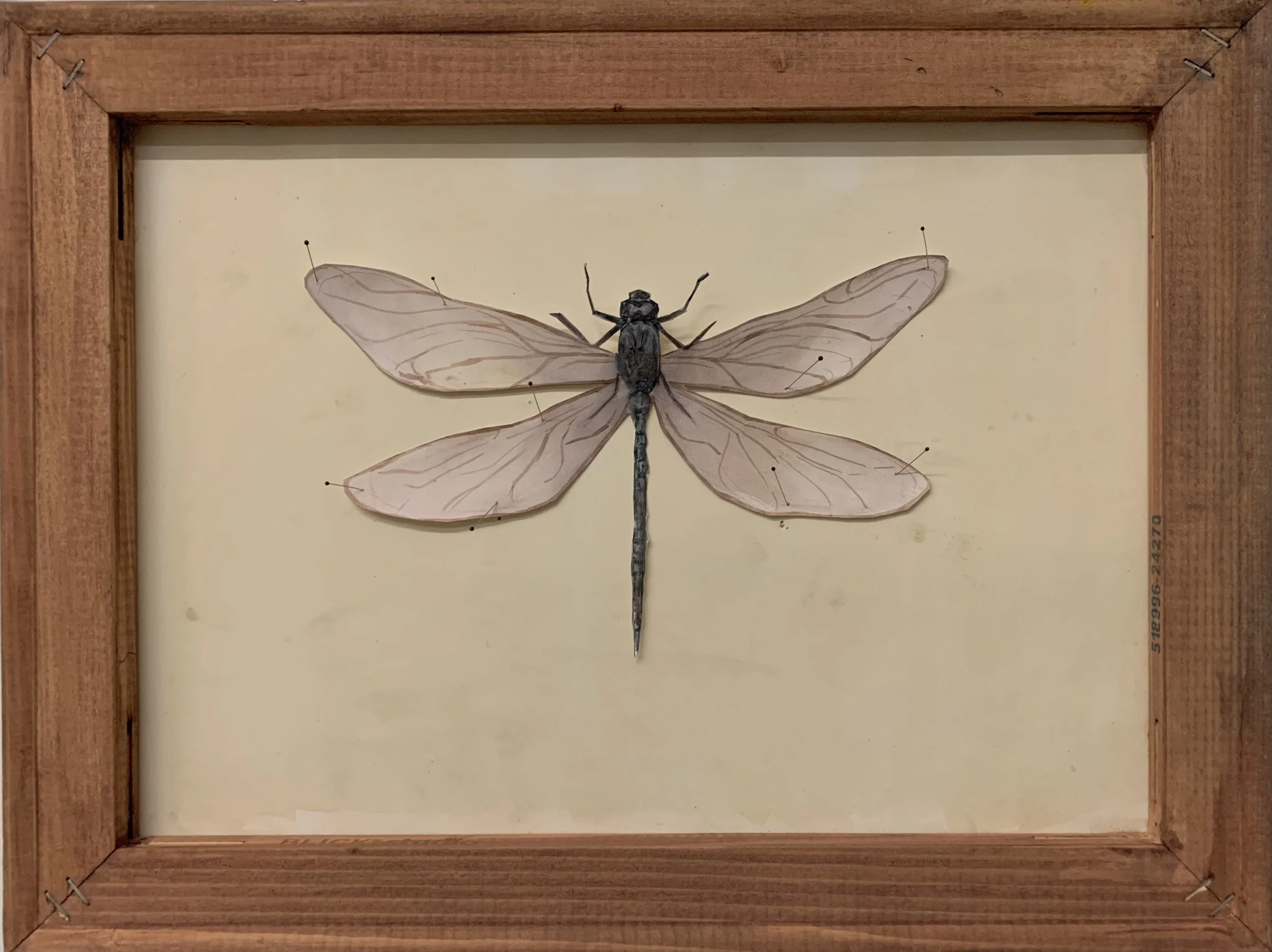 String the Sinner by its Wings III, 2025
watercolor, taxidermy pins, and collage on canvas
16 x 20 in.
