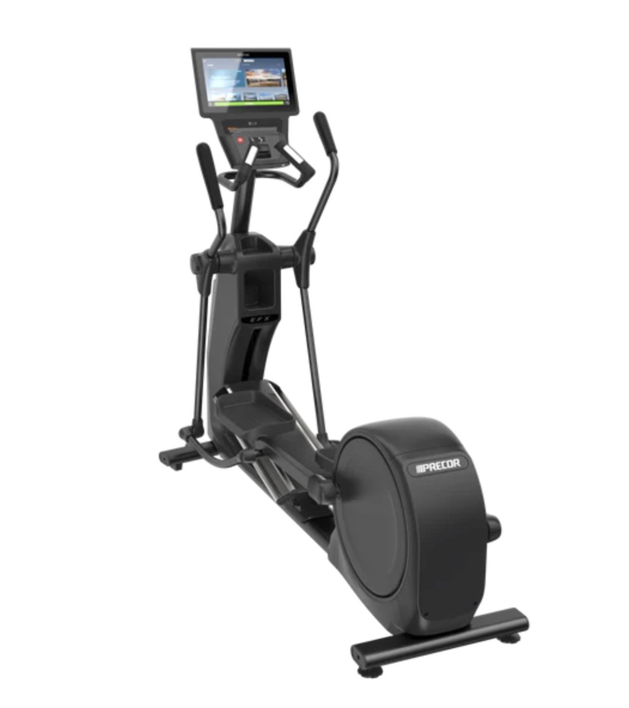 Black elliptical exercise machine with digital display