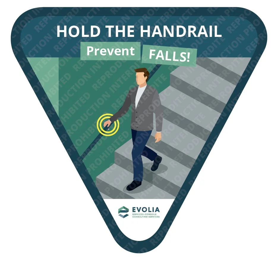 Stick.005 – Hold the Handrail Sticker: Staircase (EN) – SpotOn Vinyl