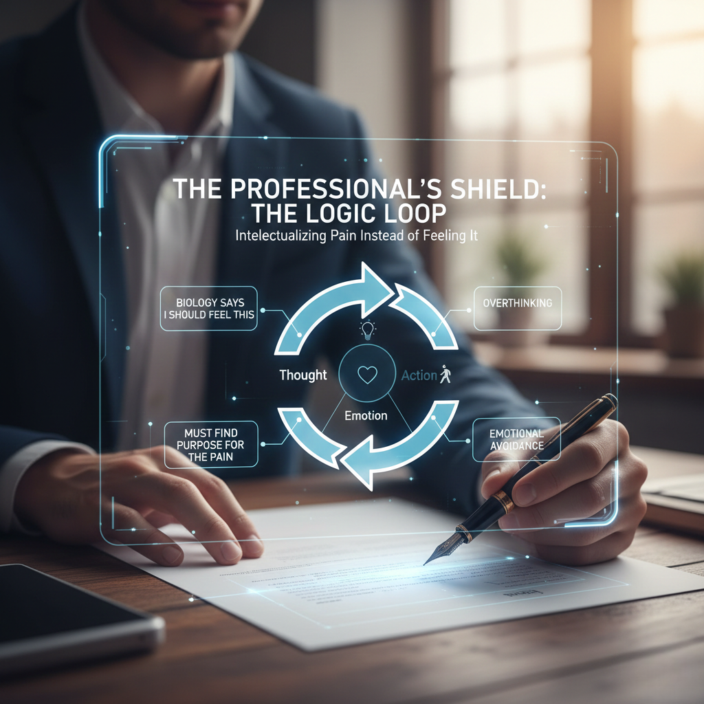 Diagram of The Logic Loop showing intellectualized emotions; therapy for professionals in Ontario.