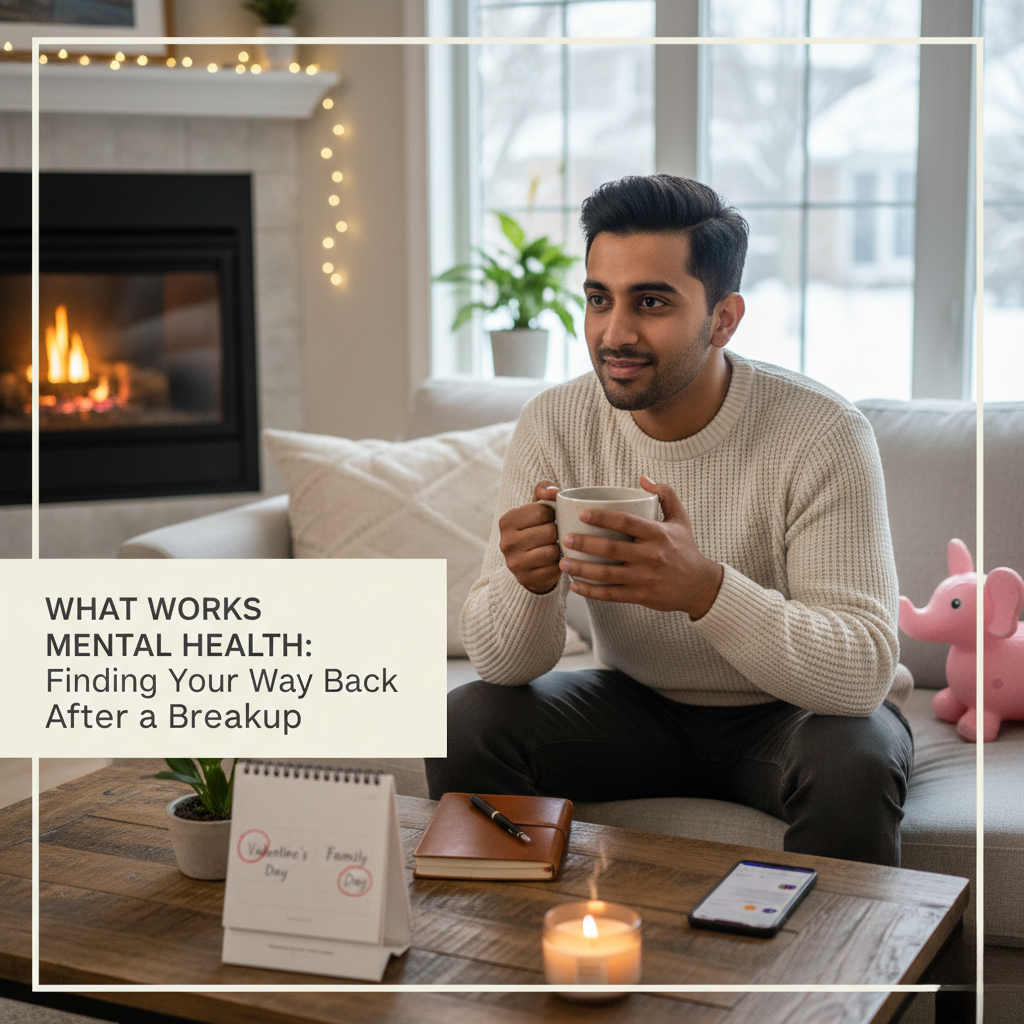 Man reflecting on relationship loss with a calendar marked for February holidays -virtual breakup therapy in Ontario.