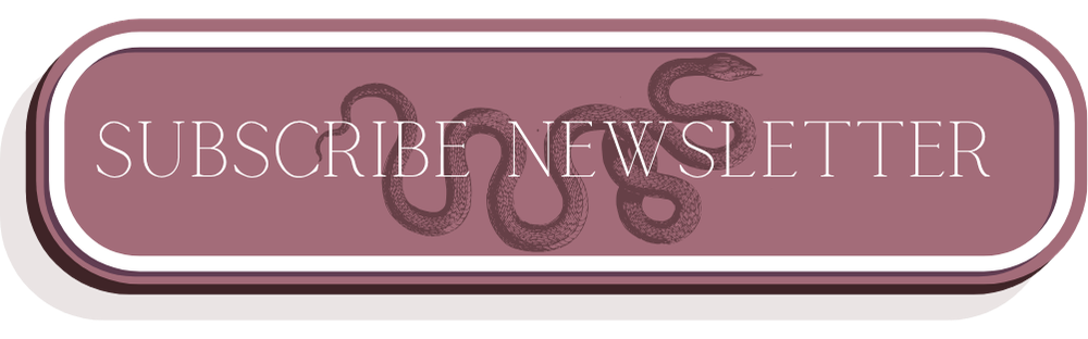 A rounded rectangular button with a purple background and white border, featuring the text 'SUBSCRIBE NEWSLETTER' in white, with a snake illustration behind the text.