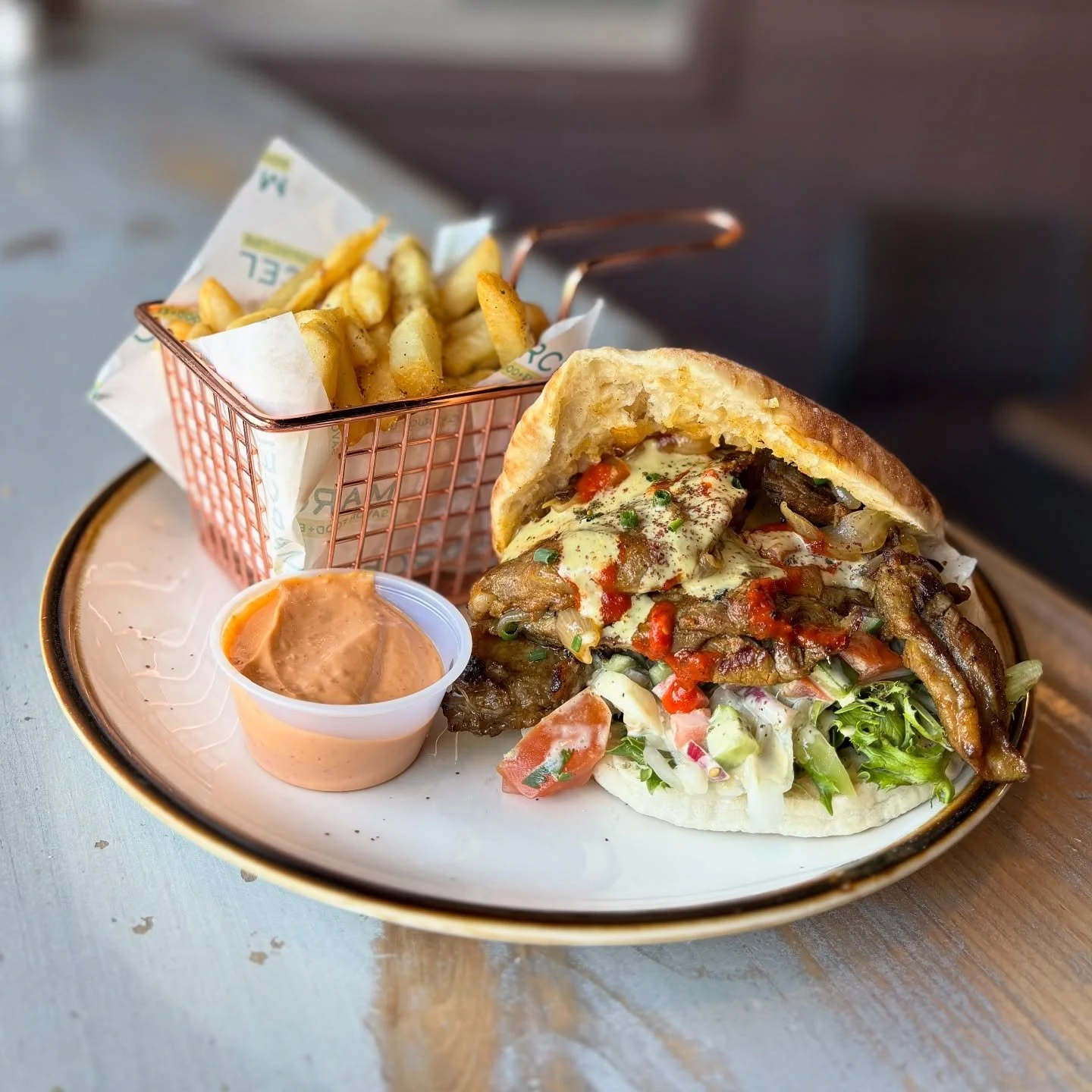 TGIF! Come by this weekend and sink your teeth into our juicy Mediterranean Steak Pita 🥙🔥