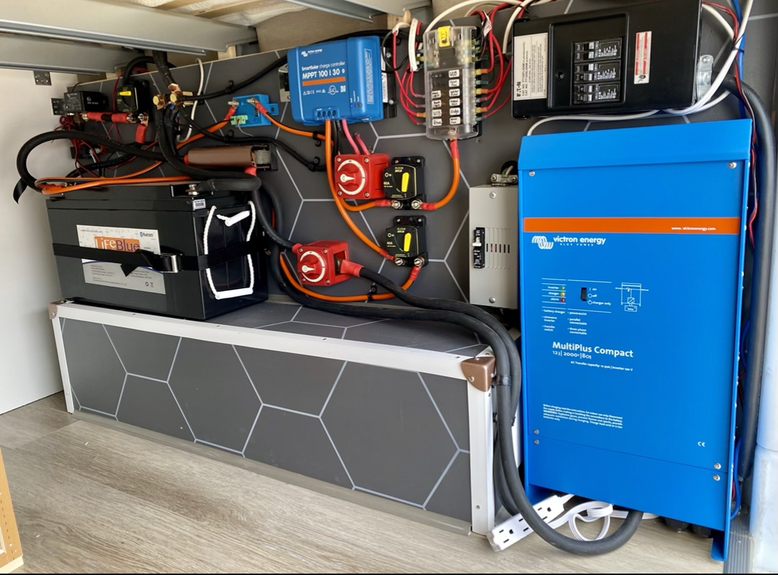 400W Solar + Shore + Alternator w/ AC / DC Distribution w/ Fully Wired Components and Fabrication - Ford Transit Van