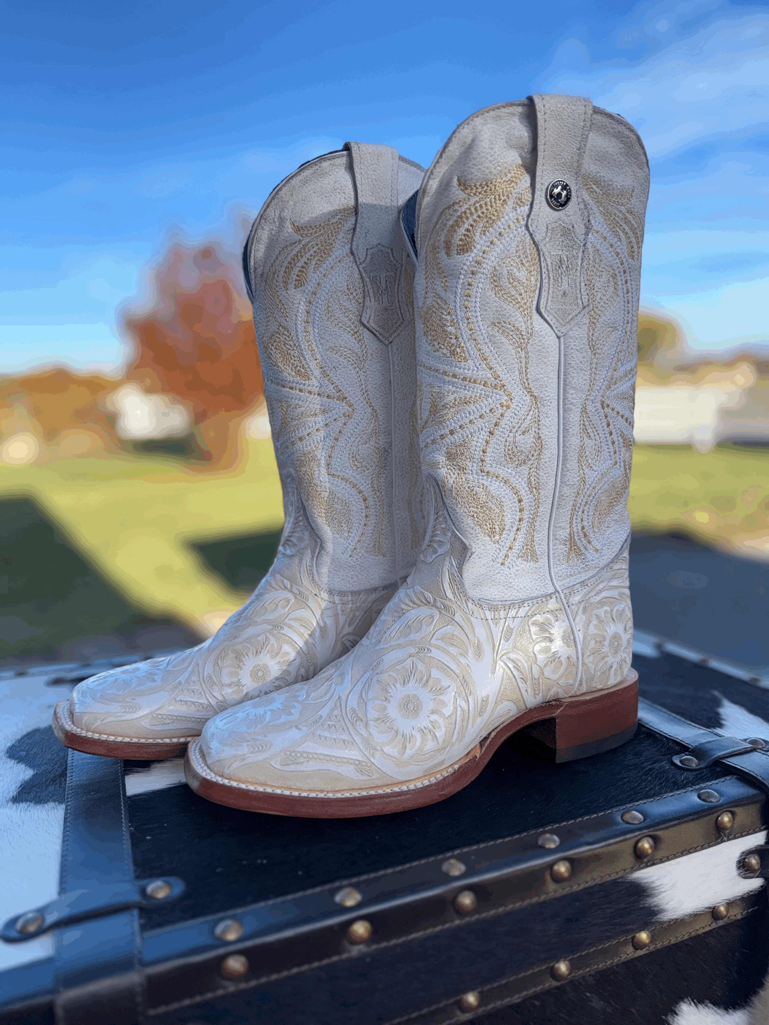 Tanner Mark White Hand Tool Western Boots