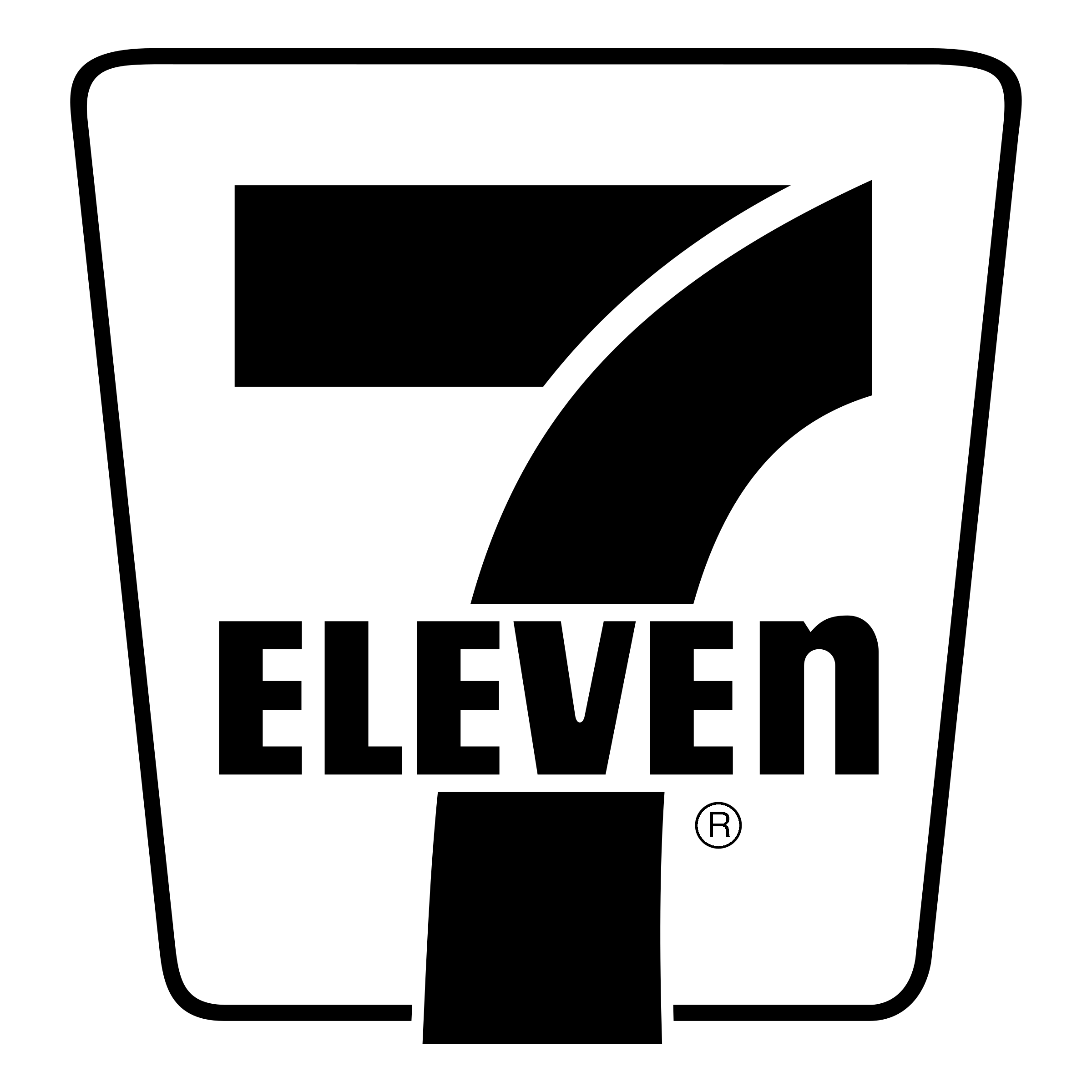 Black and white graphic depicting the chemical structure of a molecule with a circled R group at one end.