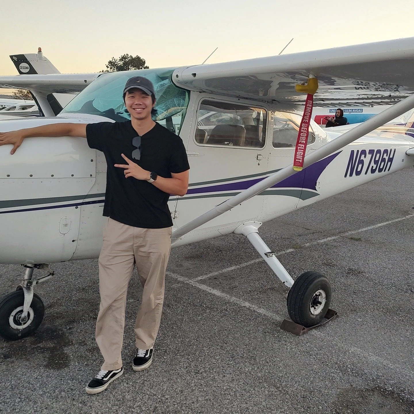 Congratulations on your first solo, John! 🛫

Pilot: John Pak
Date: November 6th
Plane: N6796H
CFI: Matt Fall
Location KRHV