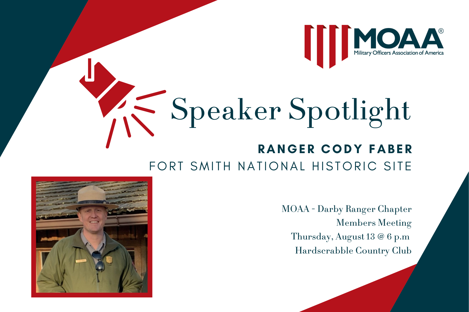 Ranger Cody Faber to speak at August meeting