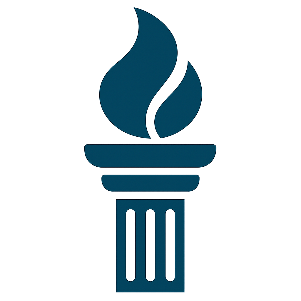Simple graphic icon of a torch with a flame, symbolizing ignition or fire.