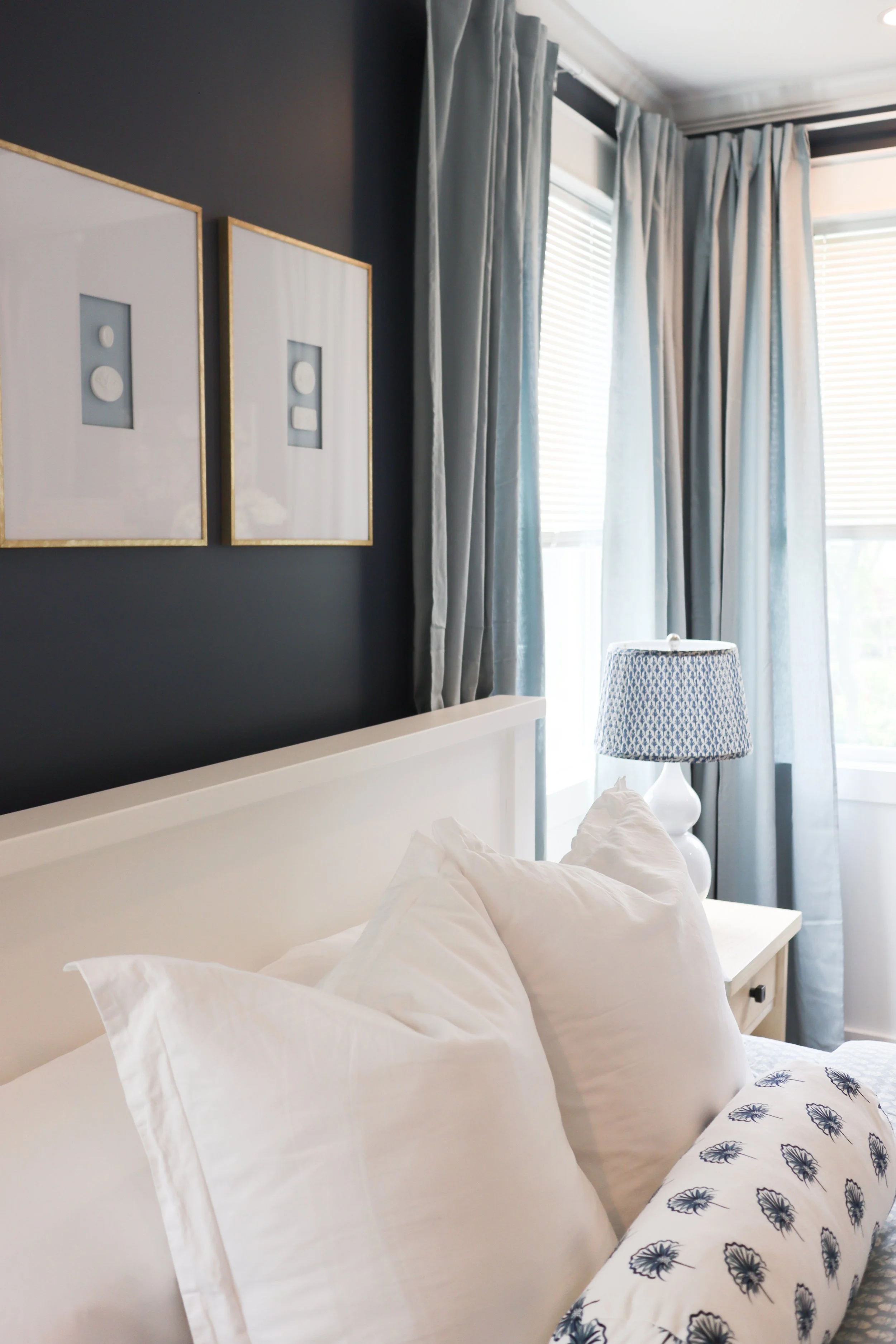 Traditional Blue and White Primary Bedroom